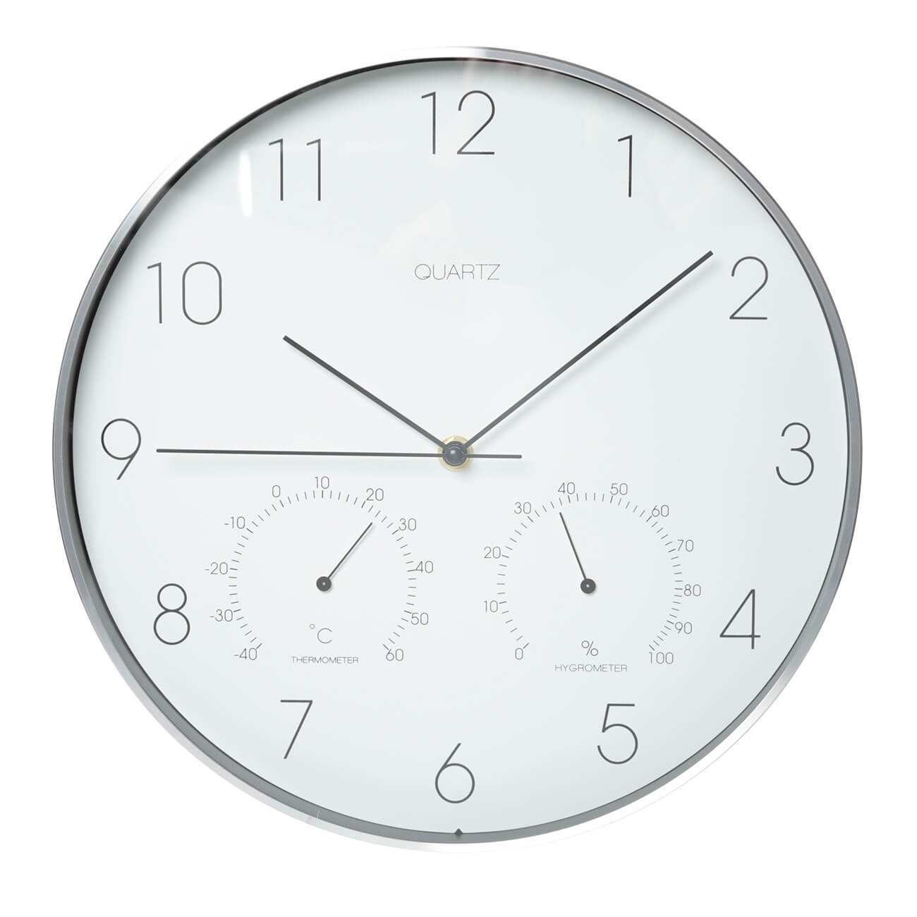 Часы настенные, 31 см, с термометром и гигрометром, пластик/стекло, круглые, белые, Dial часы с термометром uniel