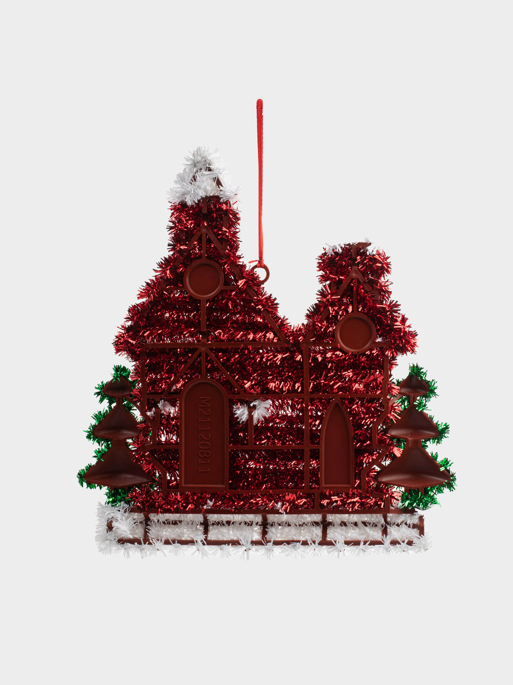 Украшение декоративное, 29 см, мишура/пластик, красное, Домик, Tinsel decor, image-4