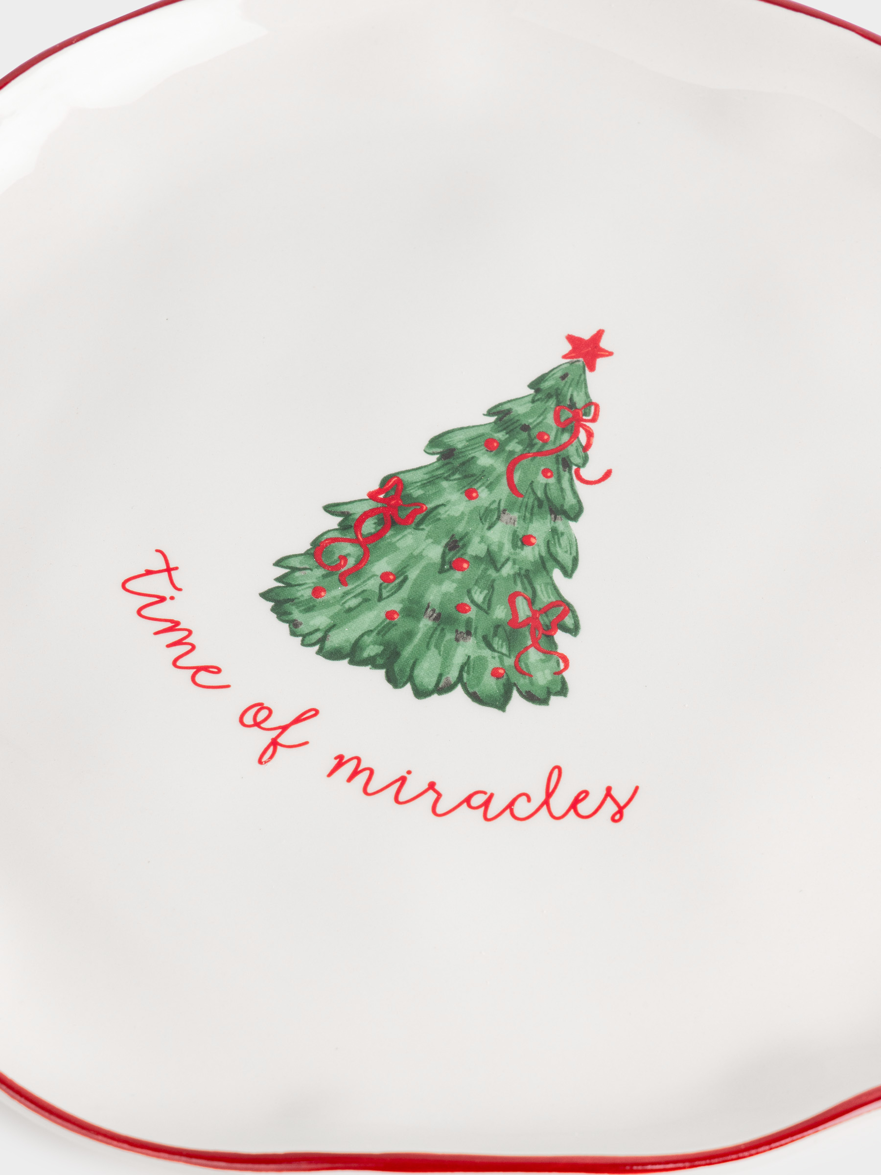 Тарелка обеденная, 26 см, керамика, Елка с бантами, Christmas tree, image-3