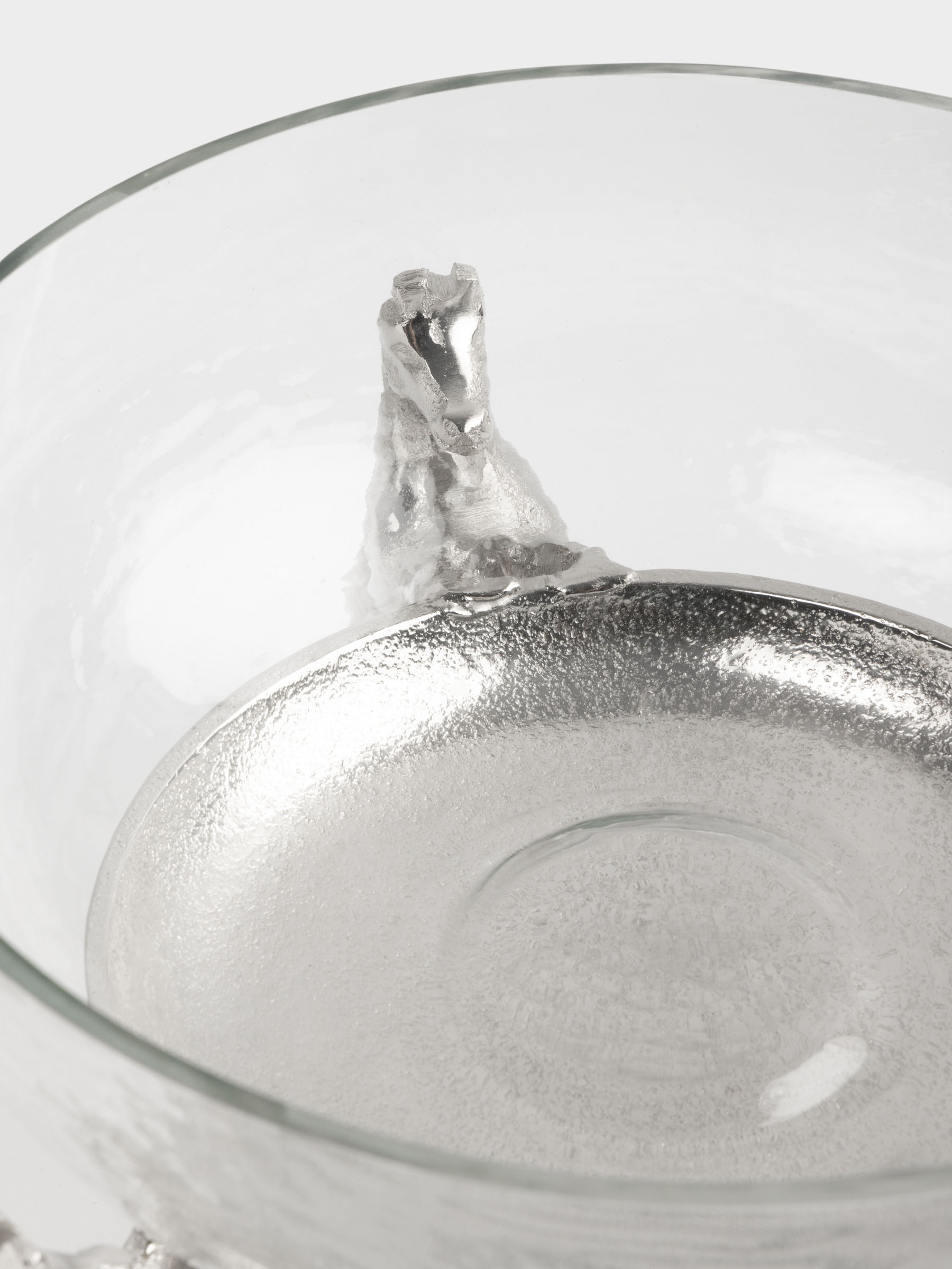 Ваза для фруктов, 25х22 см, на подставке, стекло/металл, серебристая, Кони, Horse silver, image-4