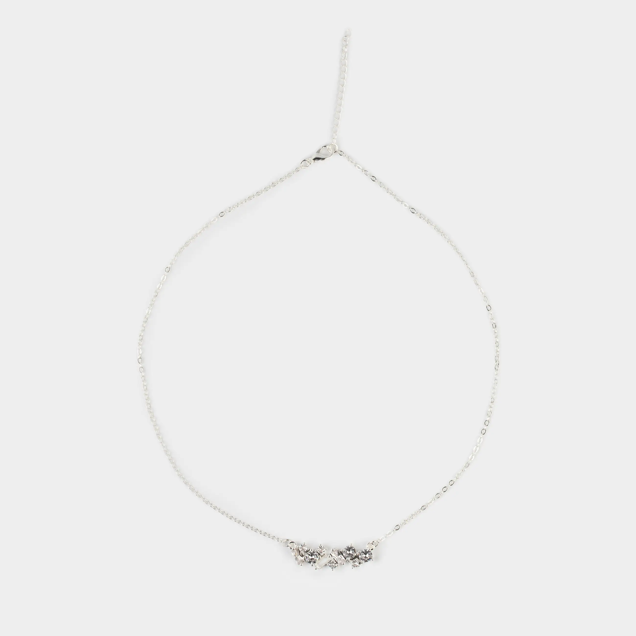 Цепочка, 45 см, с подвеской, металл/циркон, серебристая, Кристаллы, Jewelry crystal