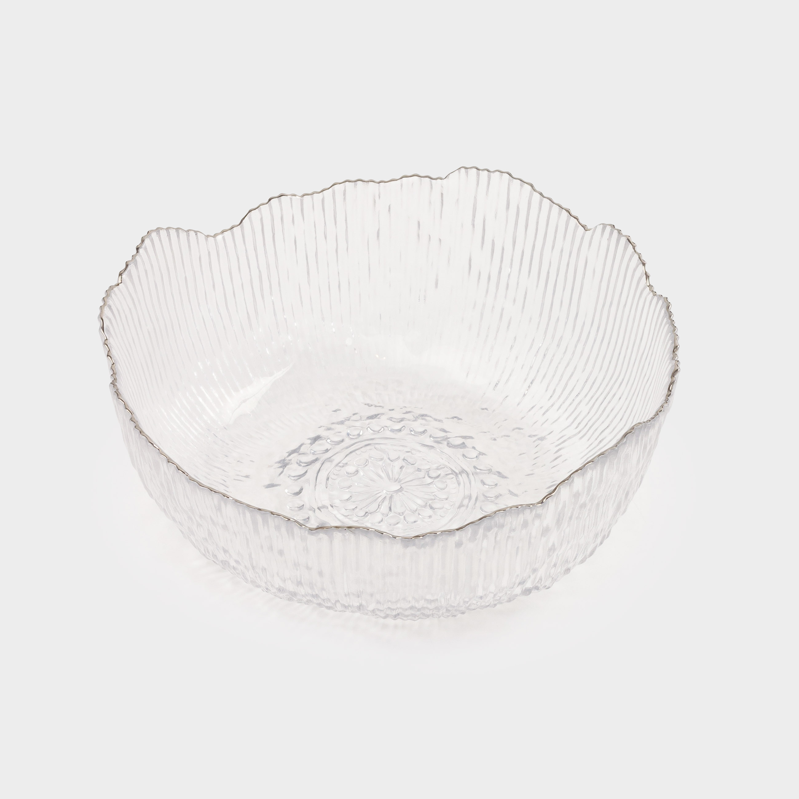 Салатник, 20х9 см, 1,3 л, стекло Р, с серебристым кантом, Argos silver