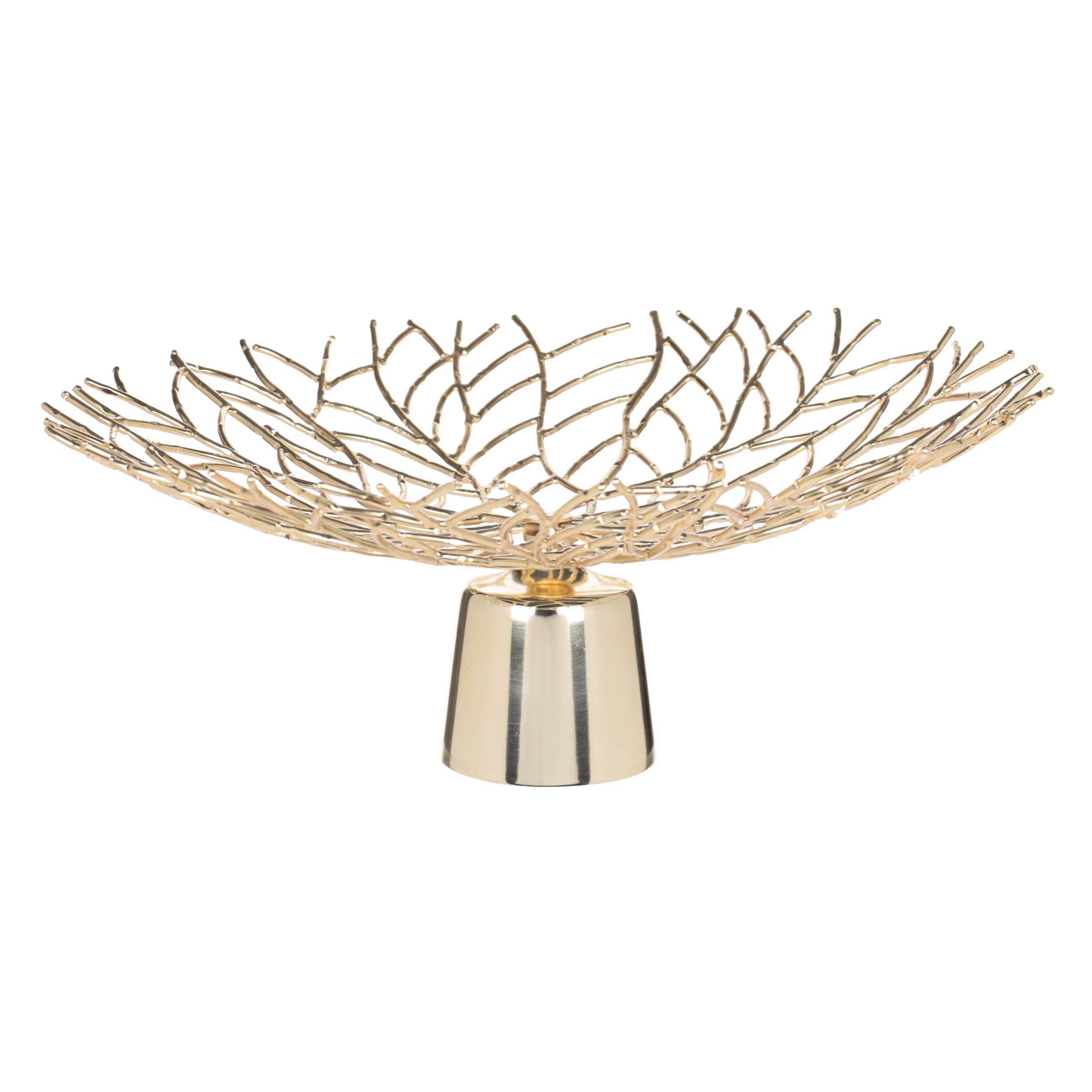 Корзина для фруктов, 37х19 см, на ножке, металл, золотистая, Ветви, Twist gold, image-0