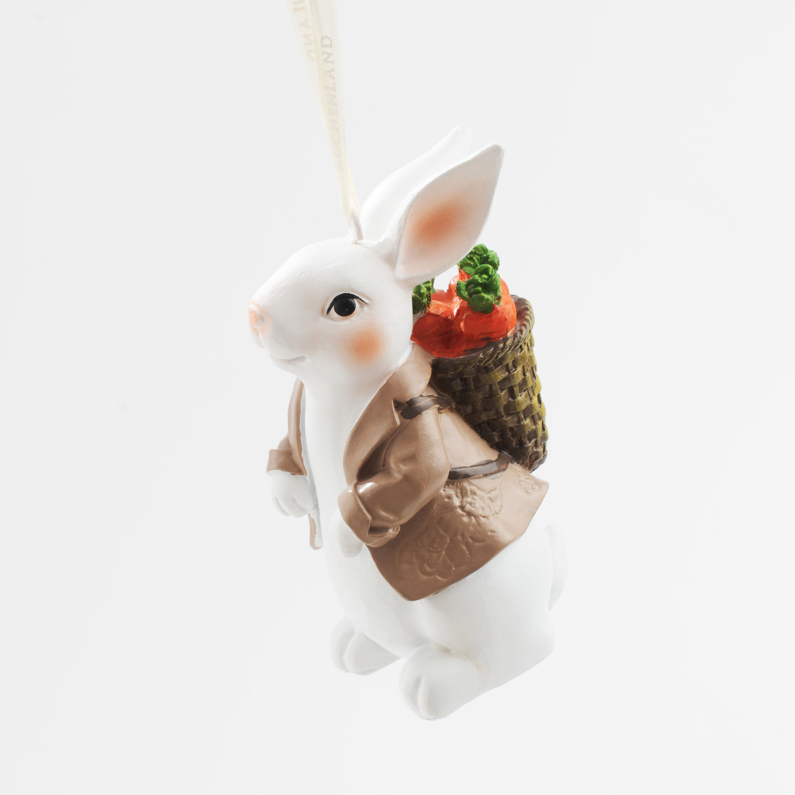 Подвеска декоративная, 11 см, полирезин, Белый кролик в пиджаке с морковкой, Easter изображение № 5