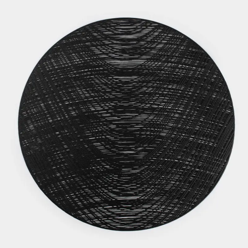 Салфетка под приборы, 38 см, ПВХ, круглая, черная, Azhur Grid ,image-0