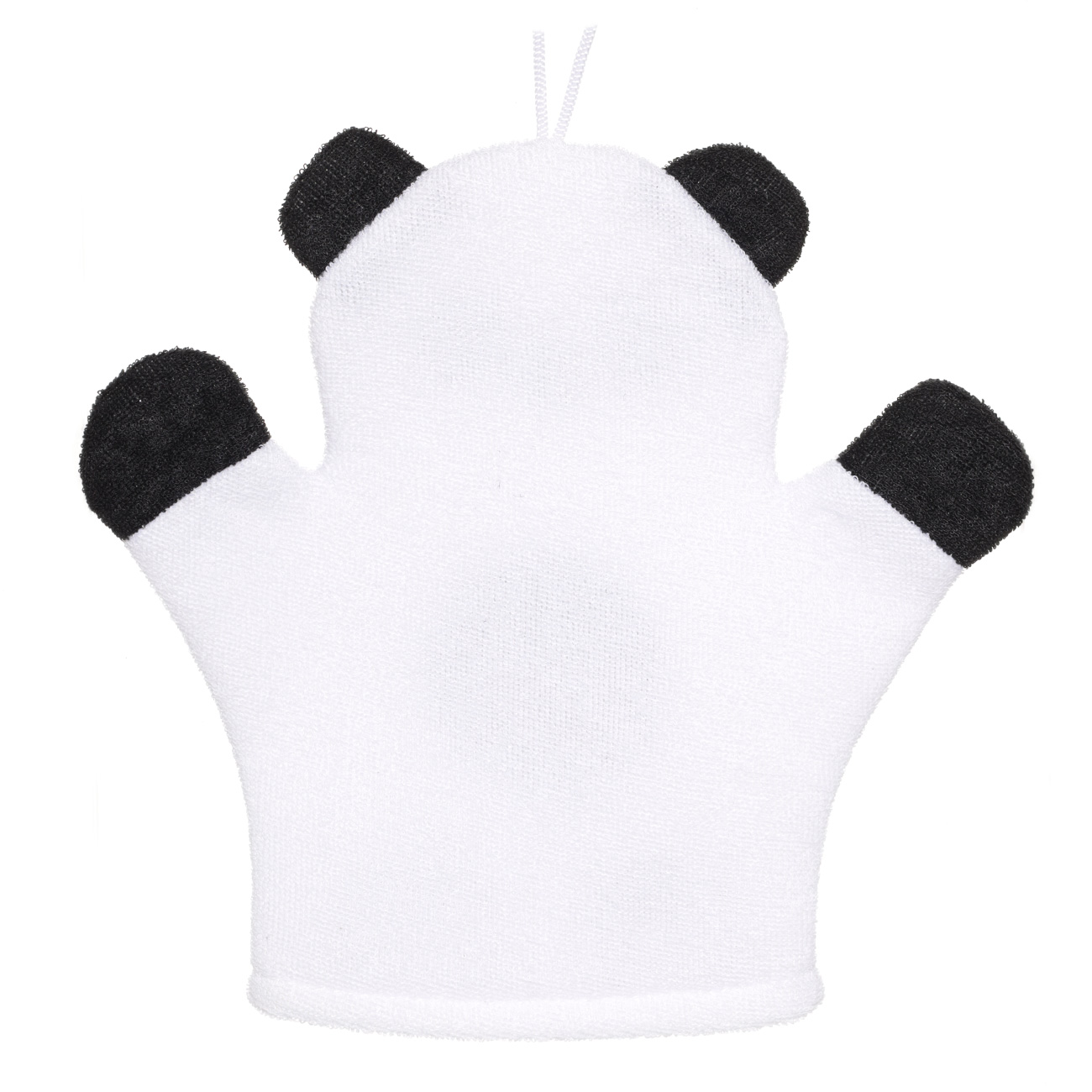 Мочалка-варежка для мытья тела, 20х20 см, детская, полиэстер, черно-белая, Панда, Panda изображение № 2