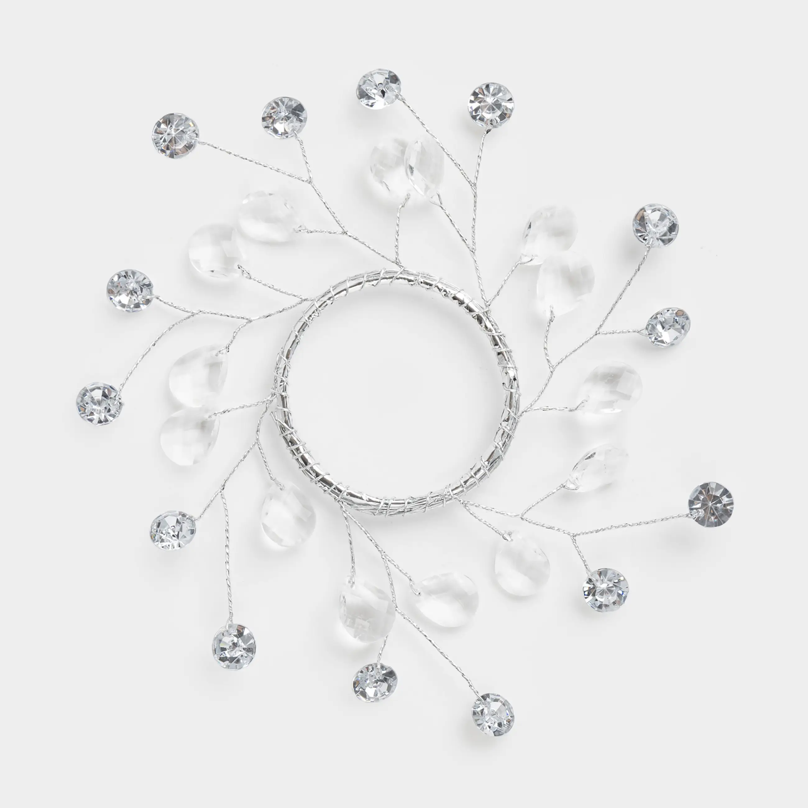 Кольцо для салфеток, 5 см, акрил/металл, серебристое, Кристаллы, Crystal decor