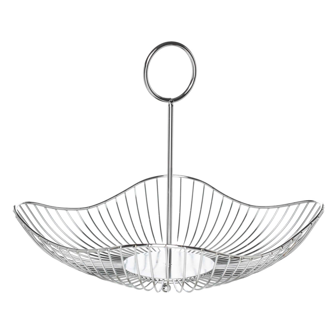 

Корзина для фруктов, 28 см, с ручкой, металл, серебристая, Волнистый край, Twist silver