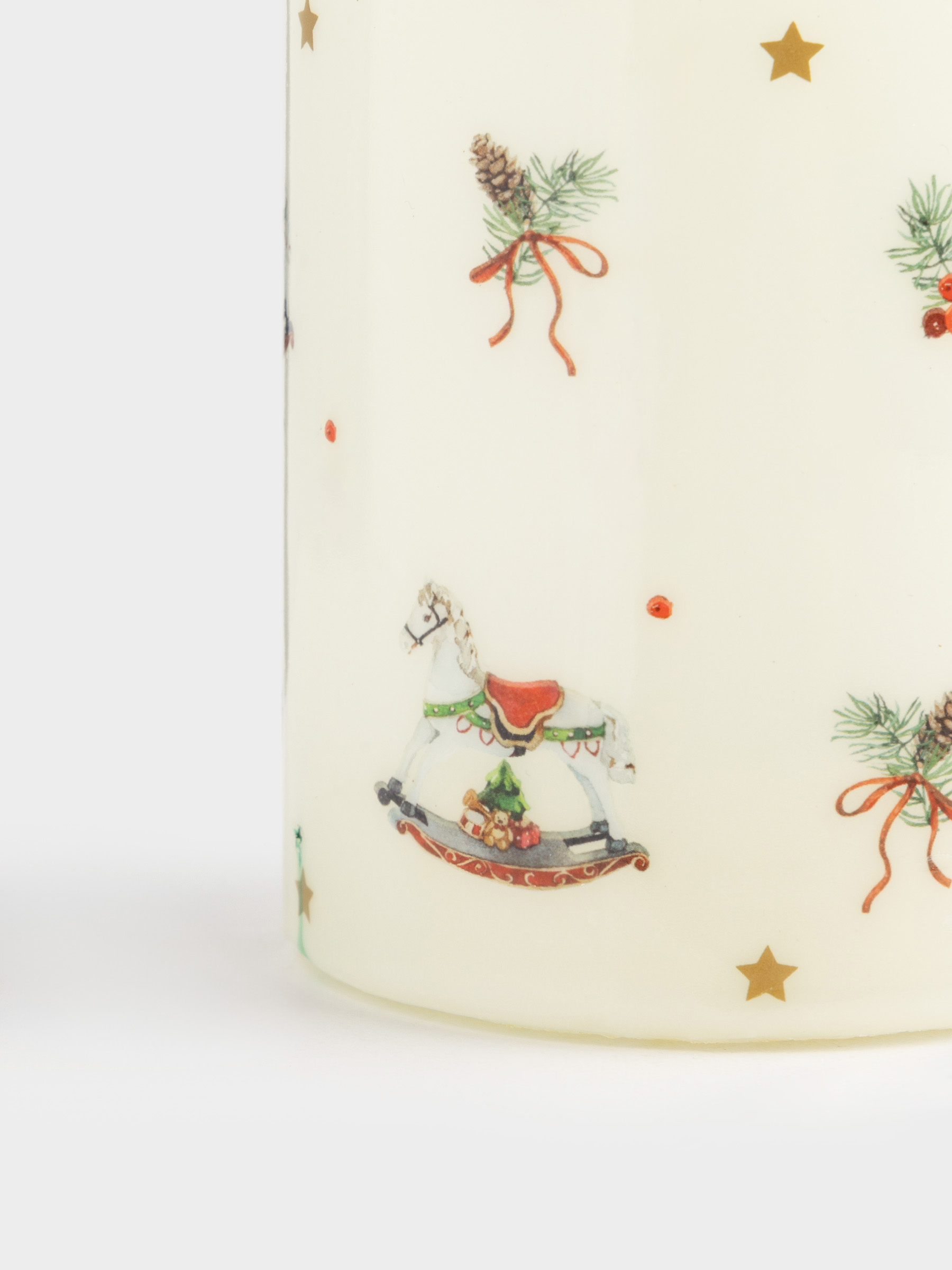 Свеча, 7х9 см, цилиндрическая, молочная, Новогодние атрибуты, Print candle, image-1