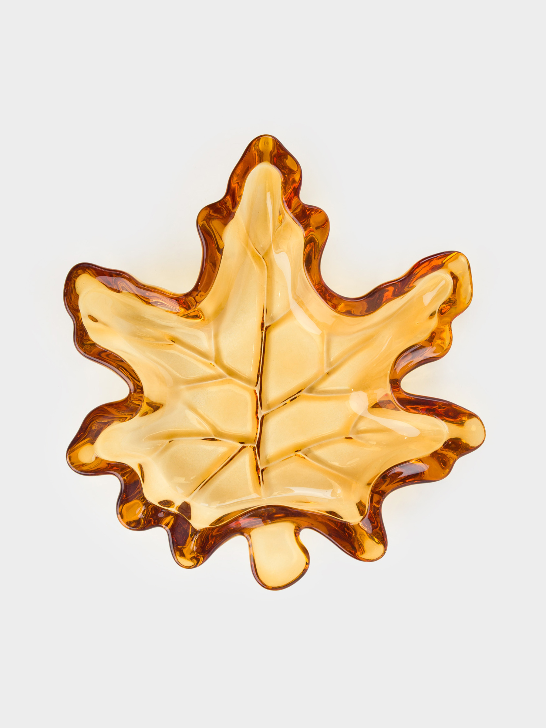 Блюдо, 23х21 см, стекло, янтарное, Кленовый лист, Leaves, image-1