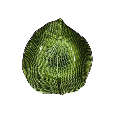 Блюдо, 15 см, стекло, зеленое, Тропический лист, Oasis