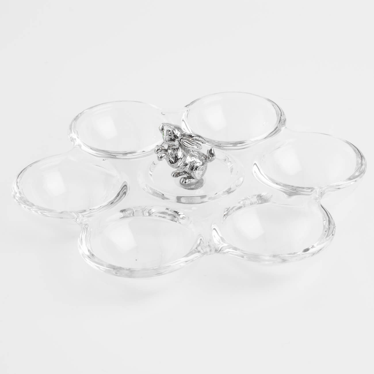 

Блюдо пасхальное, 17 см, 6 отд, стекло/металл, Серебристый кролик, Clear figure