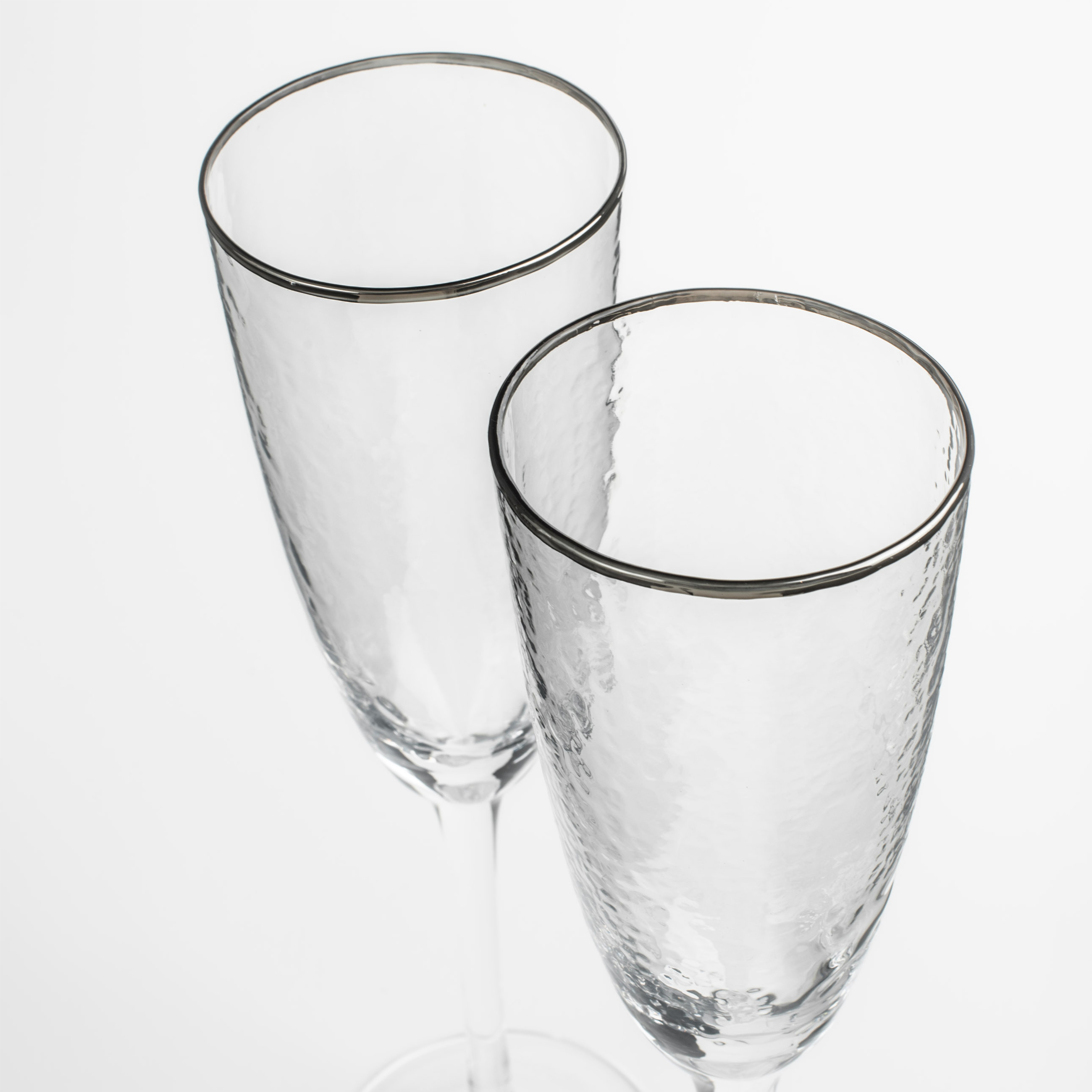 Бокал для шампанского, 275 мл, 2 шт, стекло, с серебристым кантом, Ripply silver изображение № 4