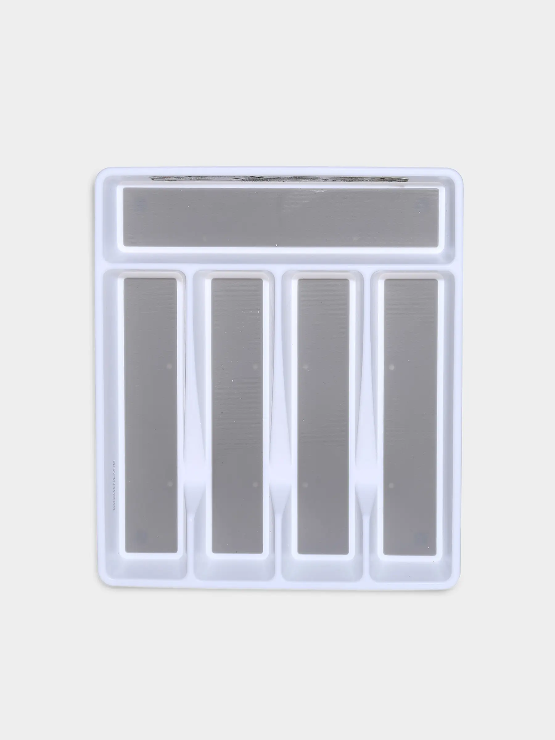 Лоток для столовых приборов, 33х29 см, 5 отд, пластик/каучук, бело-серый, Non-slip, image-0