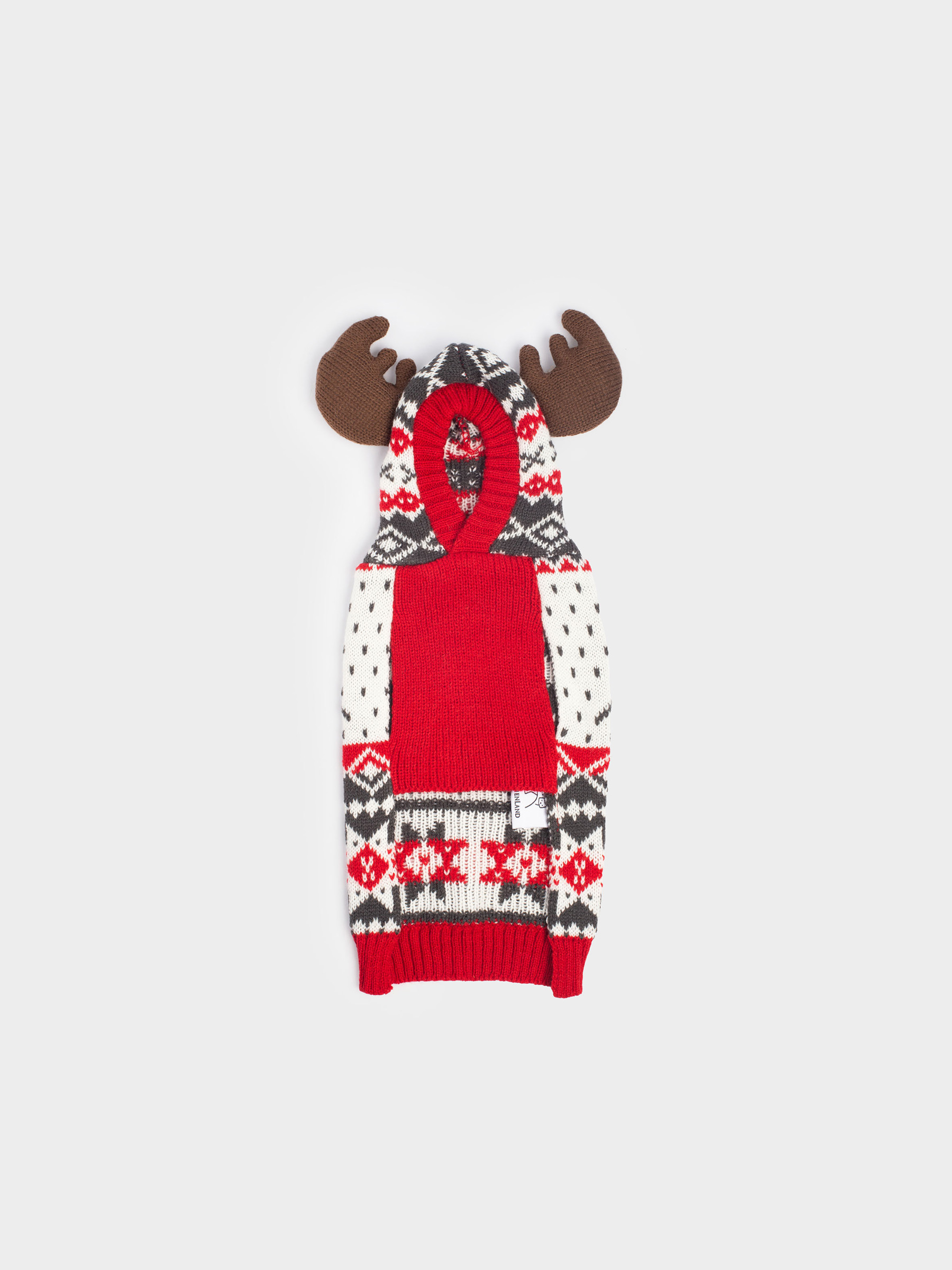 Свитер для животных, 25 см, р. XS, с капюшоном, акрил, бело-красный, Зимний узор, Fashion pet, image-0