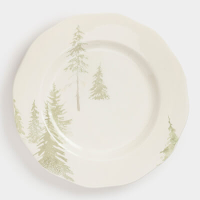 Тарелка обеденная, 26 см, керамика, белая, Заснеженные ели, Woodland story ,image-0