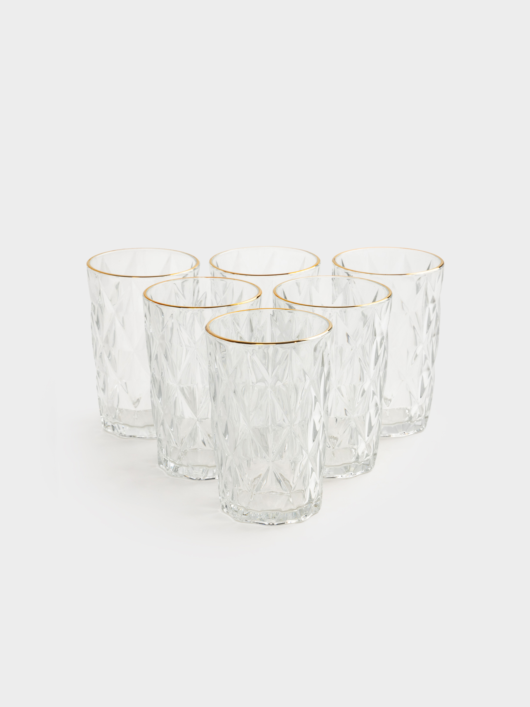 Стакан, 13 см, 340 мл, 6 шт, стекло Р, с золотистым кантом, Rhomb gold, image-0