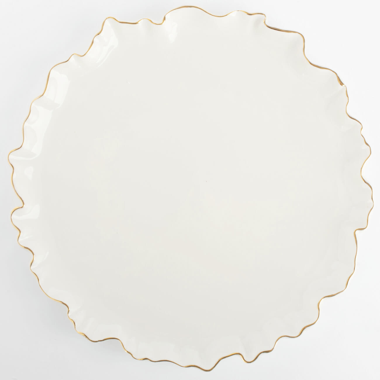 Тарелка обеденная, 25 см, фарфор Р, с золотистым кантом, Мятый эффект, Crumple gold изображение № 1