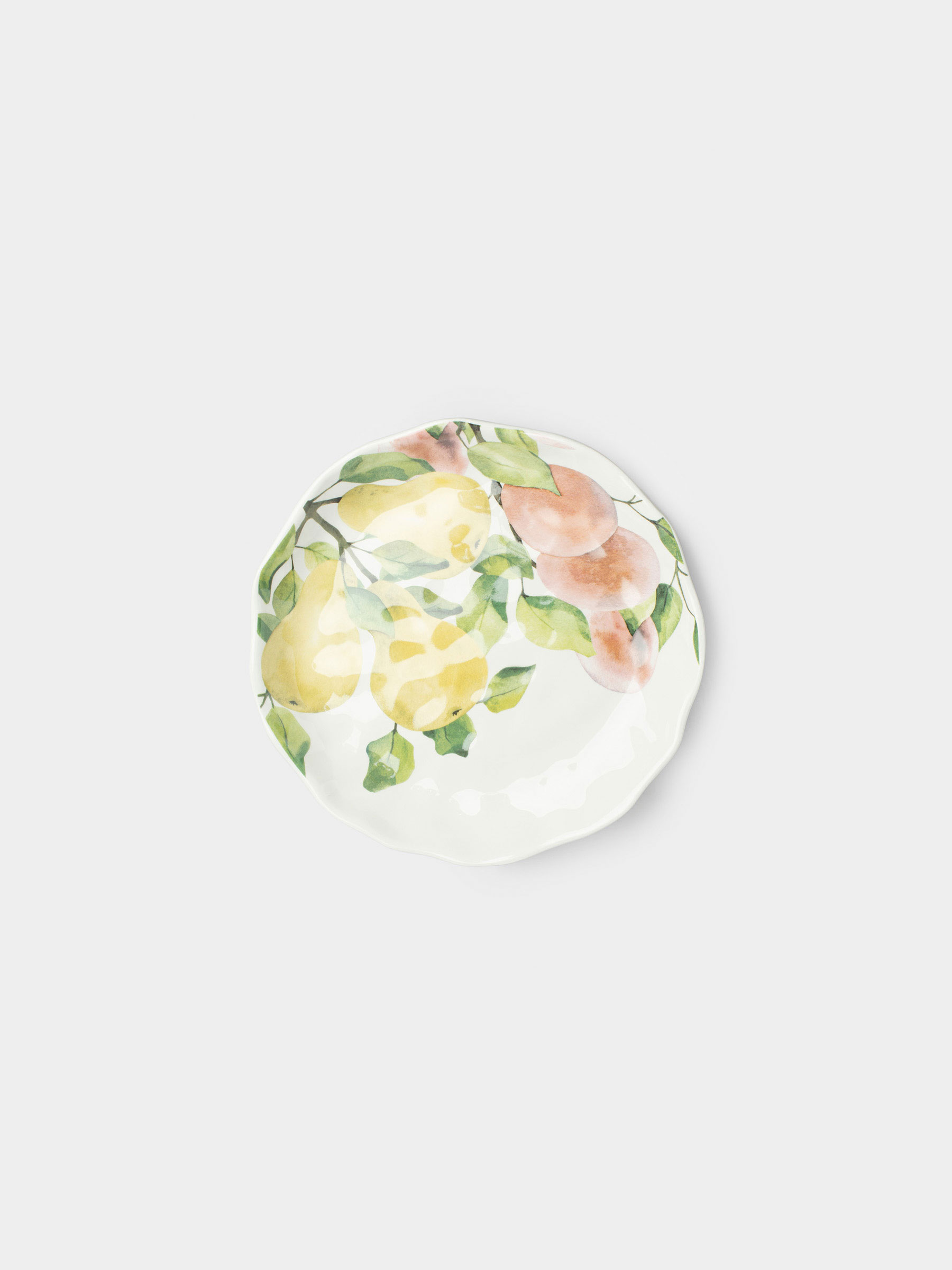 Тарелка закусочная, 23 см, Груши и сливы на ветке, Crumple print