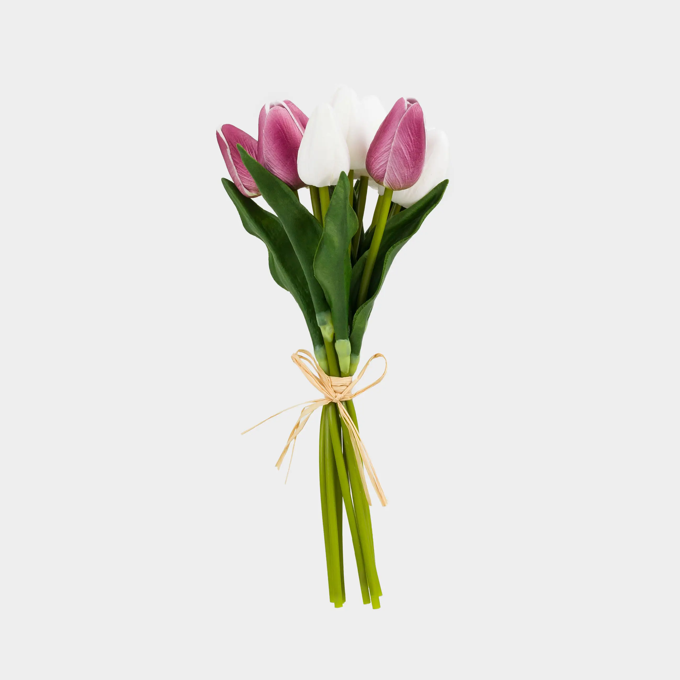 Букет искусственный, 27 см, полиуретан/металл, Бело-розовые тюльпаны, Tulip garden, image-0