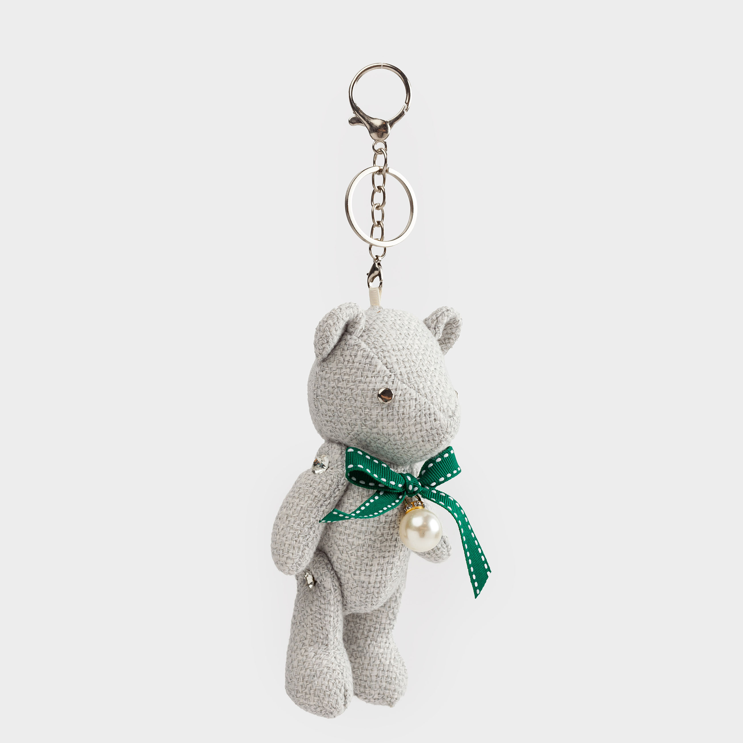 Брелок, 12 см, мягкий, полиэстер/металл, серый, Мишка, Bear, image-2
