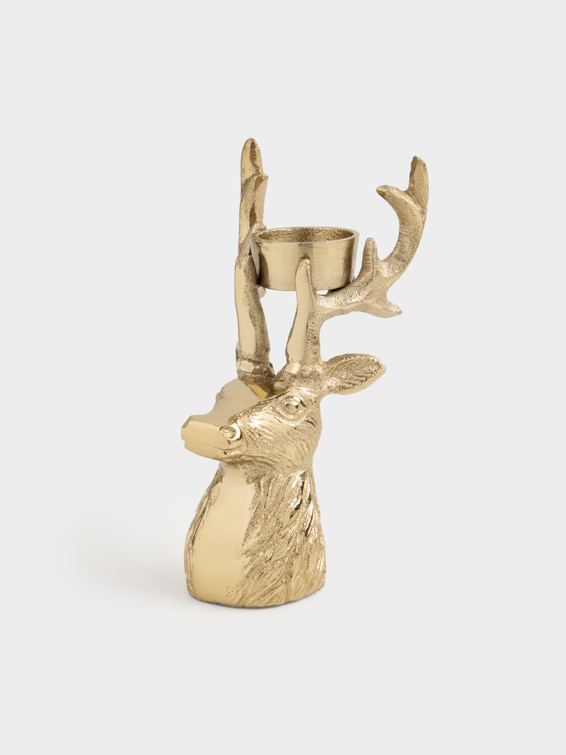 Подсвечник, 17 см, для чайной свечи, металл, золотистый, Олень, Arctic deer, image-1