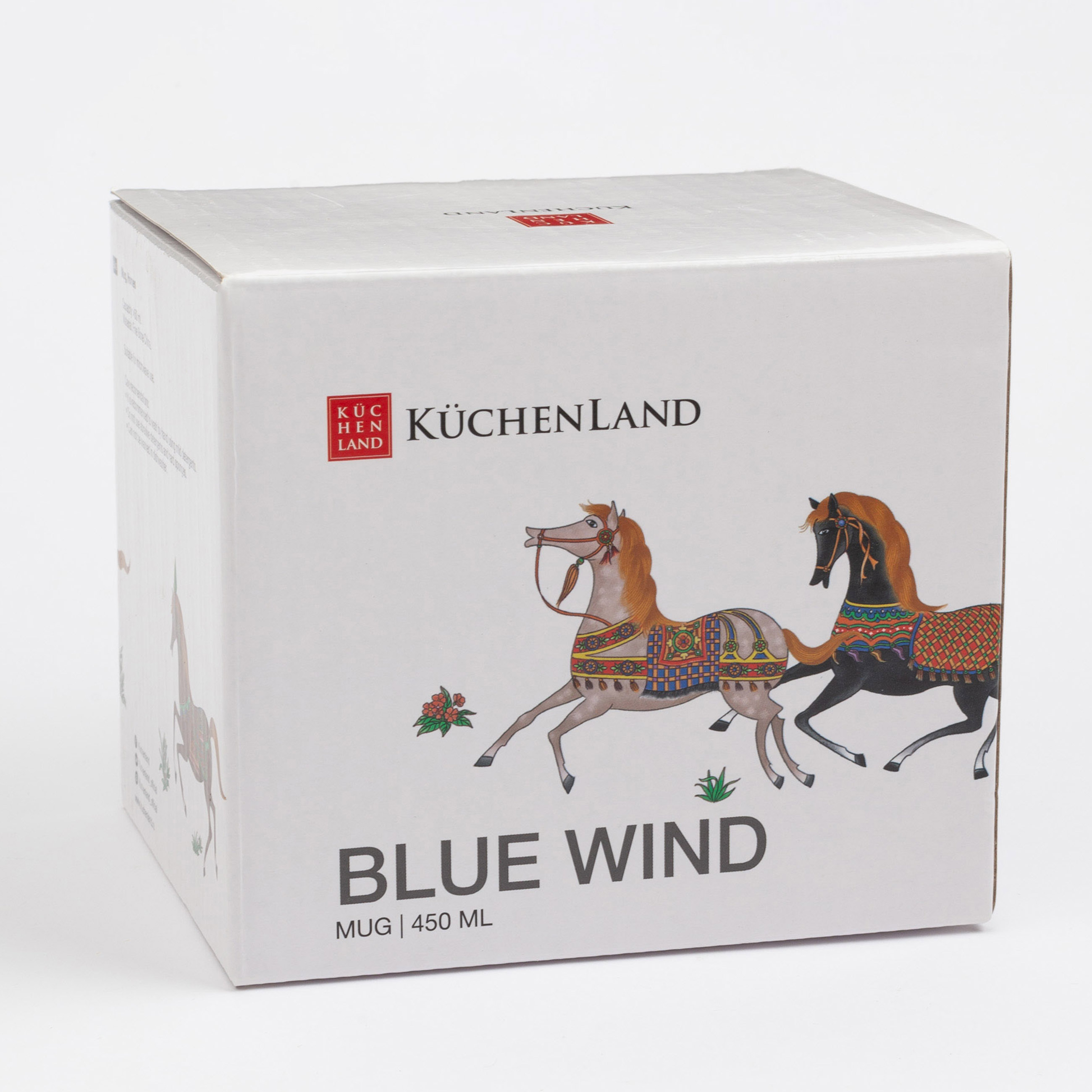 Кружка, 450 мл, фарфор F, белая, Лошади, Blue wind