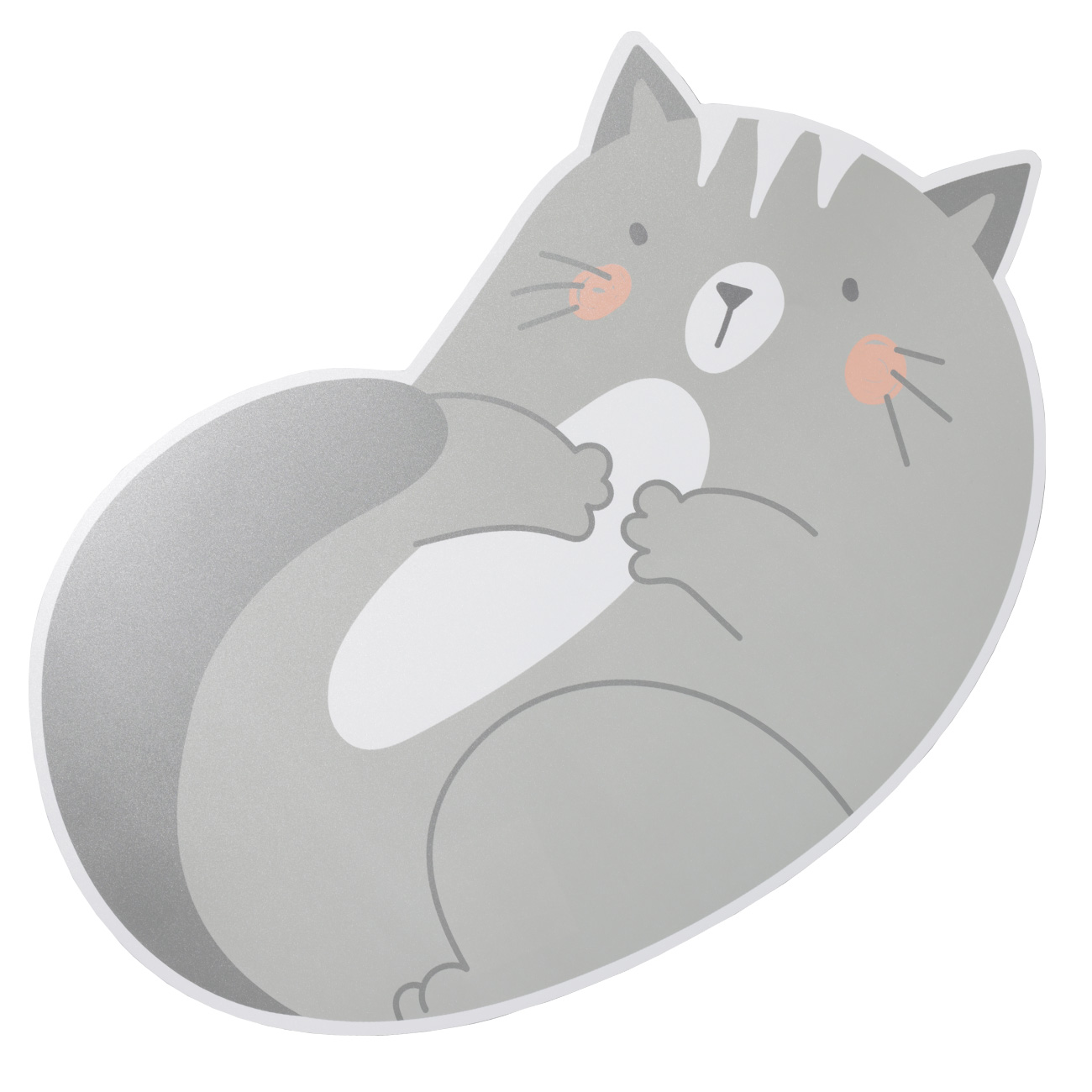 Салфетка под приборы, 47х30 см, пластик, фигурная, серая, Кот, Grey cat, image-0