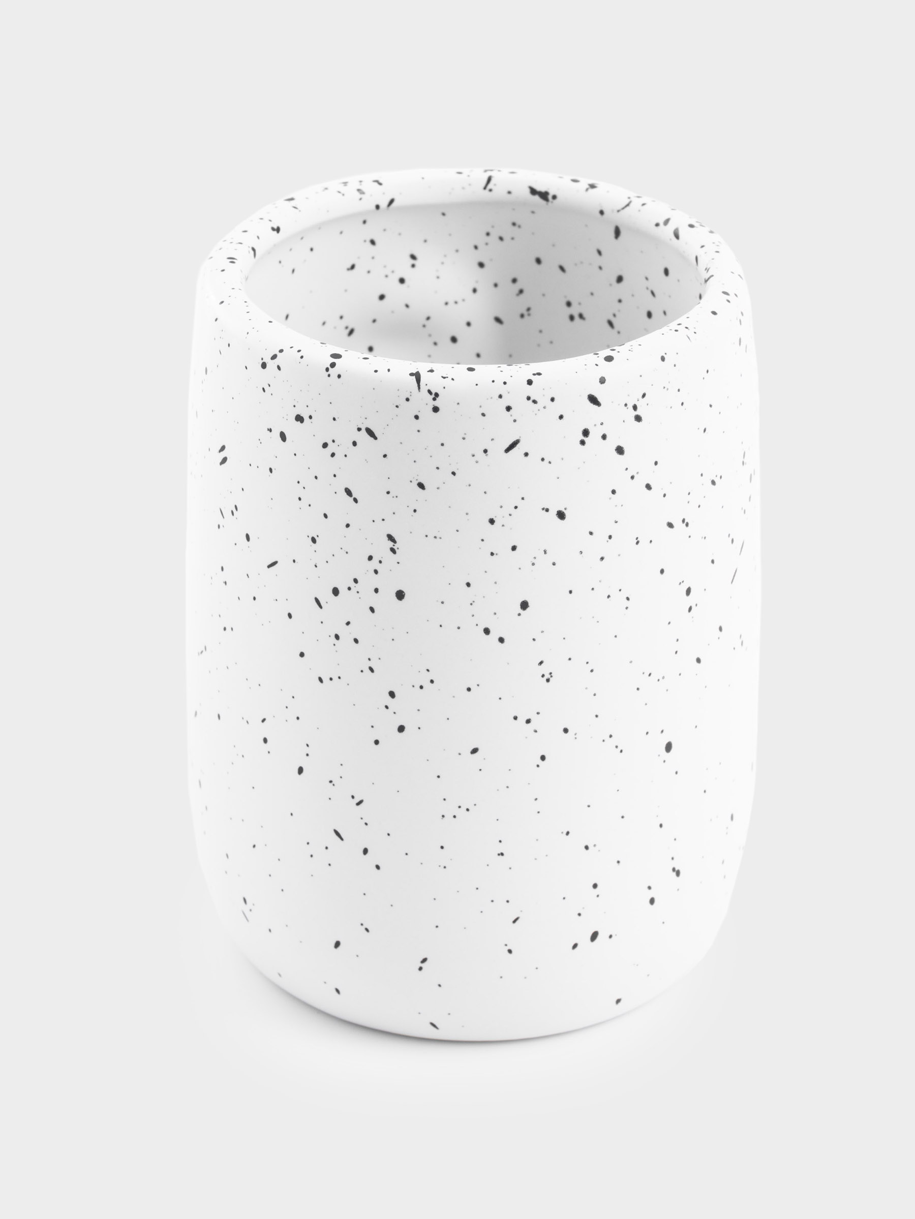 Стакан для ванной комнаты, 11 см, керамика, белый, в крапинку, Лицо, Face speckled, image-2