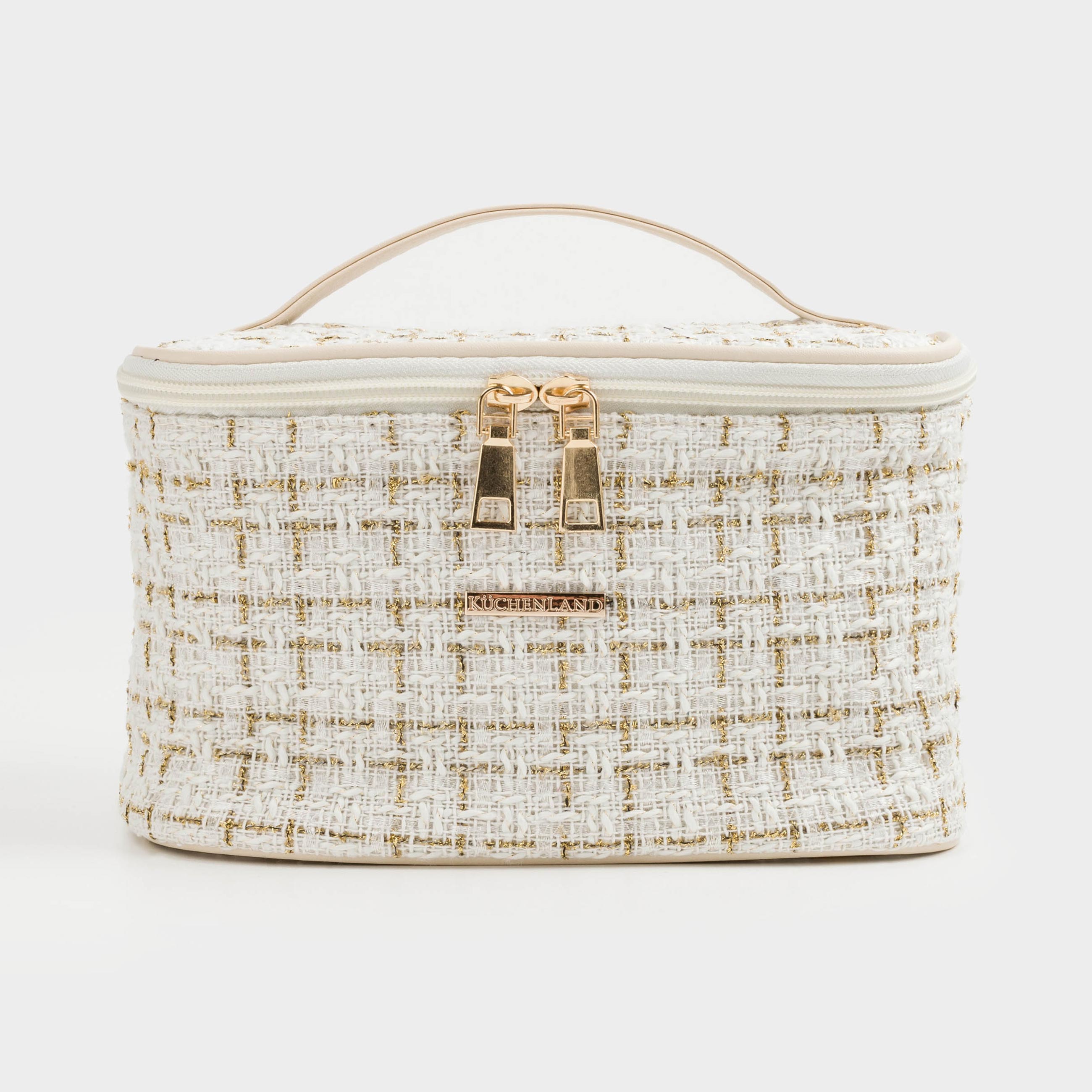 Косметичка 20x15 см с ручкой твид белая Wenal 990₽