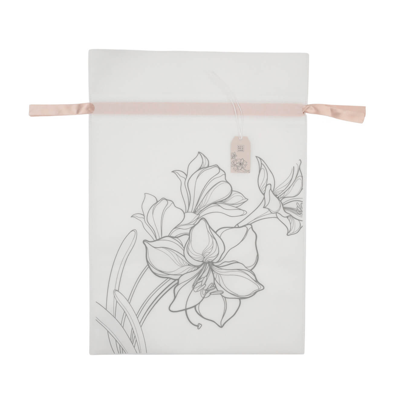 Мешок подарочный, 20х30 см, с завязками, полипропилен, белый, Цветы, Flower garden изображение № 1