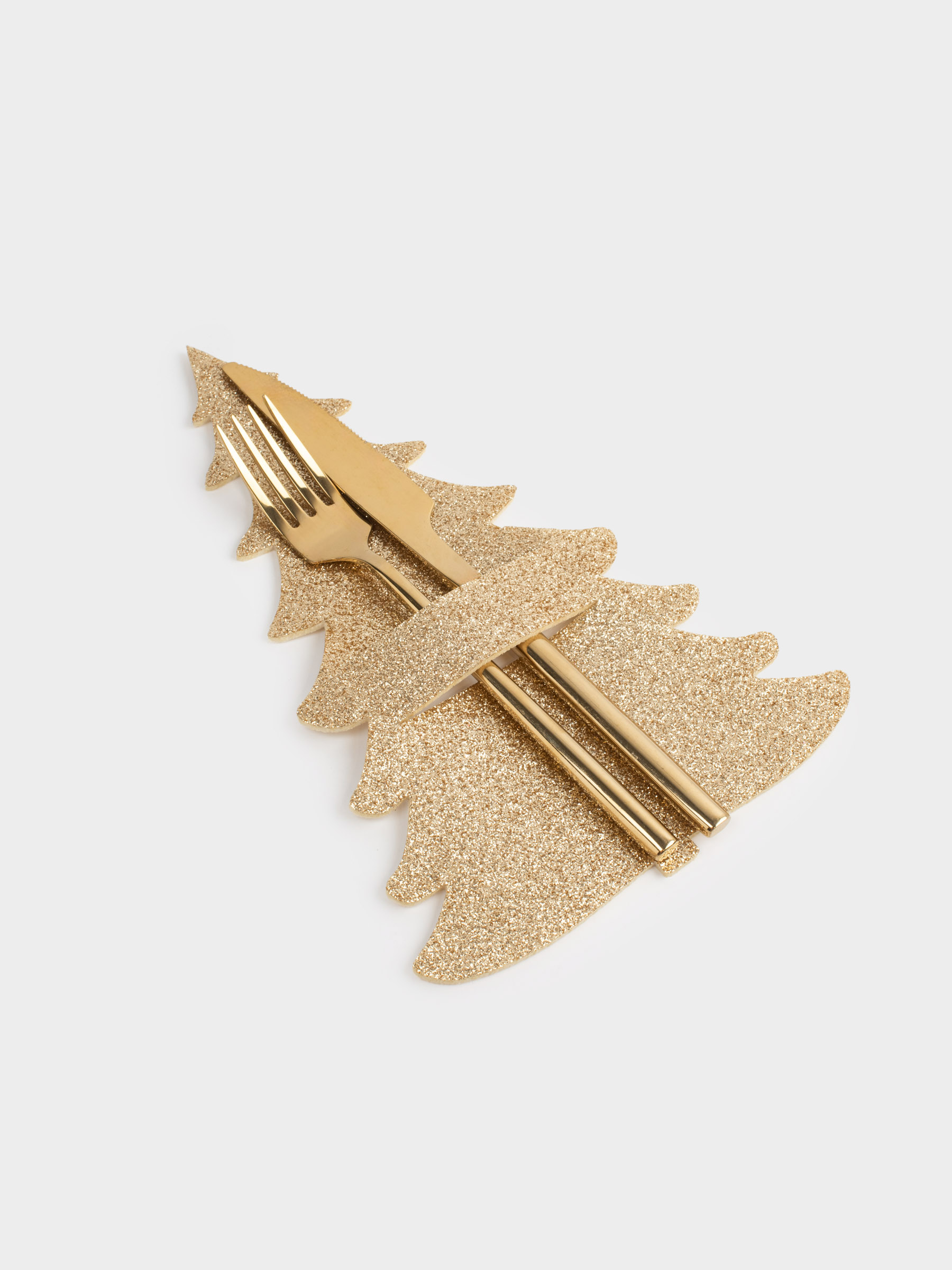 Карман для столовых приборов, 24х16 см, 2 шт, фетр, золотистый, Ель, Felt mat, image-5