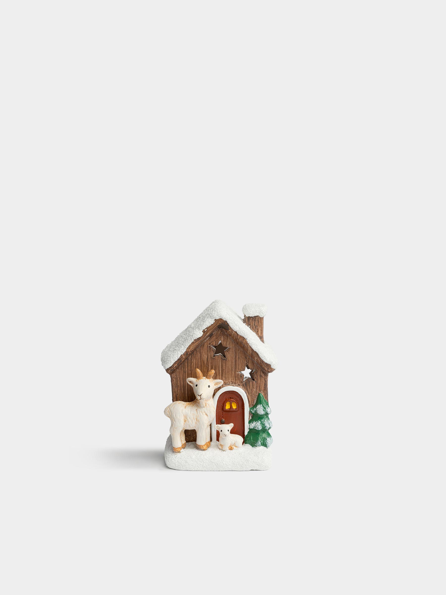 Статуэтка с подсветкой, 12 см, Козы у дома, House shape