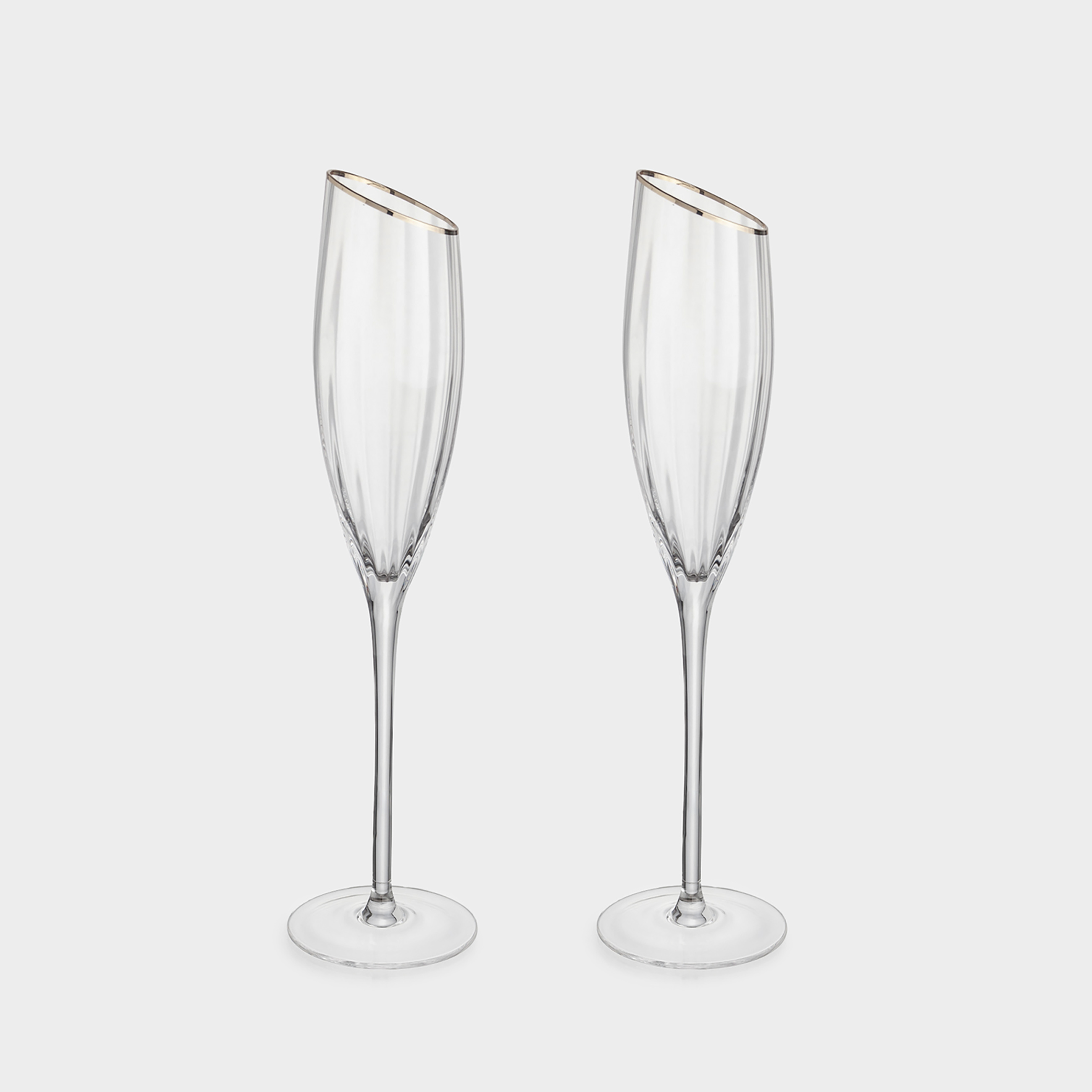 Бокал для шампанского 180 мл 2 шт стекло с золотистым кантом Charm R gold 2390₽