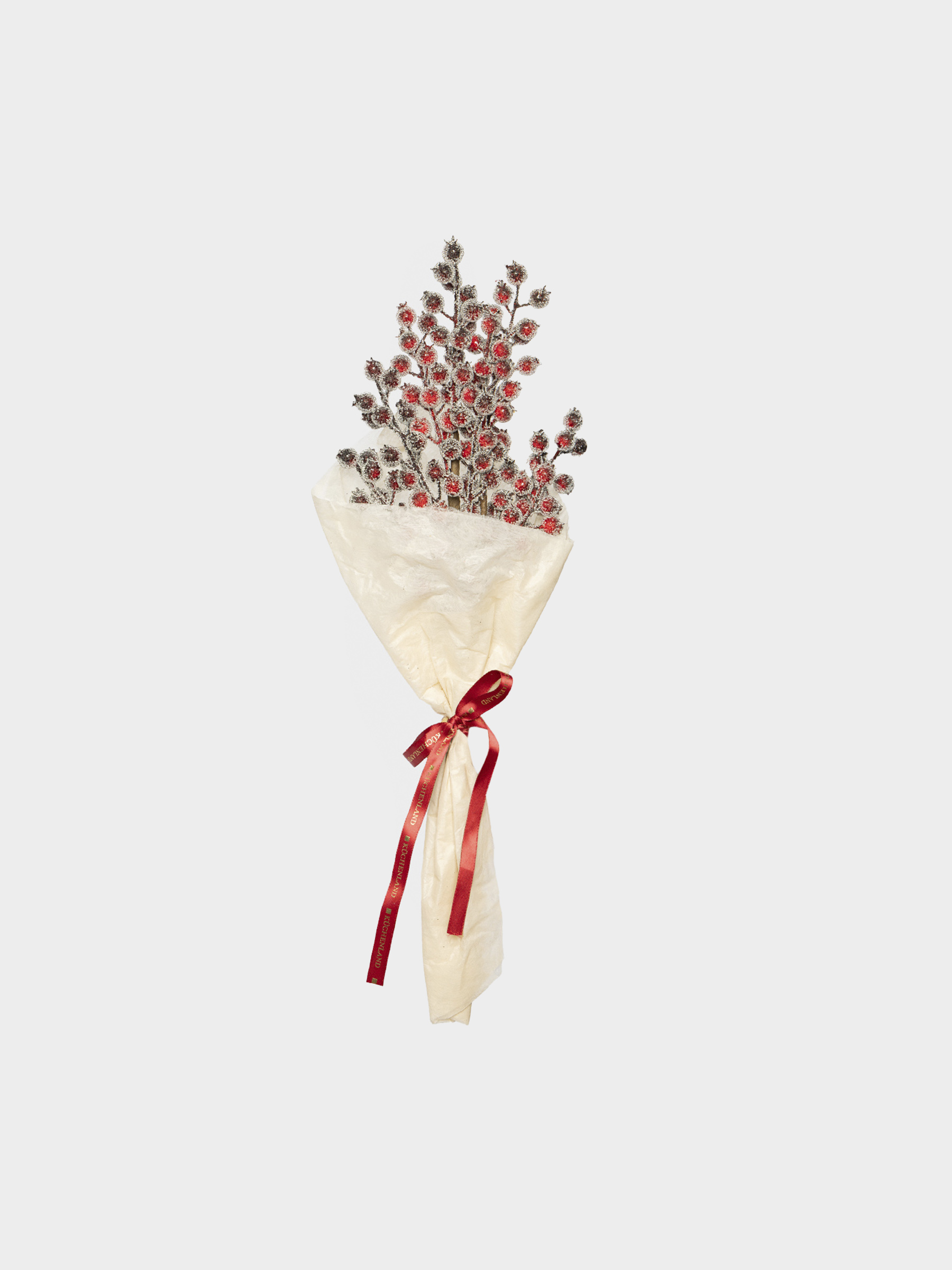Букет декоративный, 55 см, Красные ягоды в снегу, Red berry