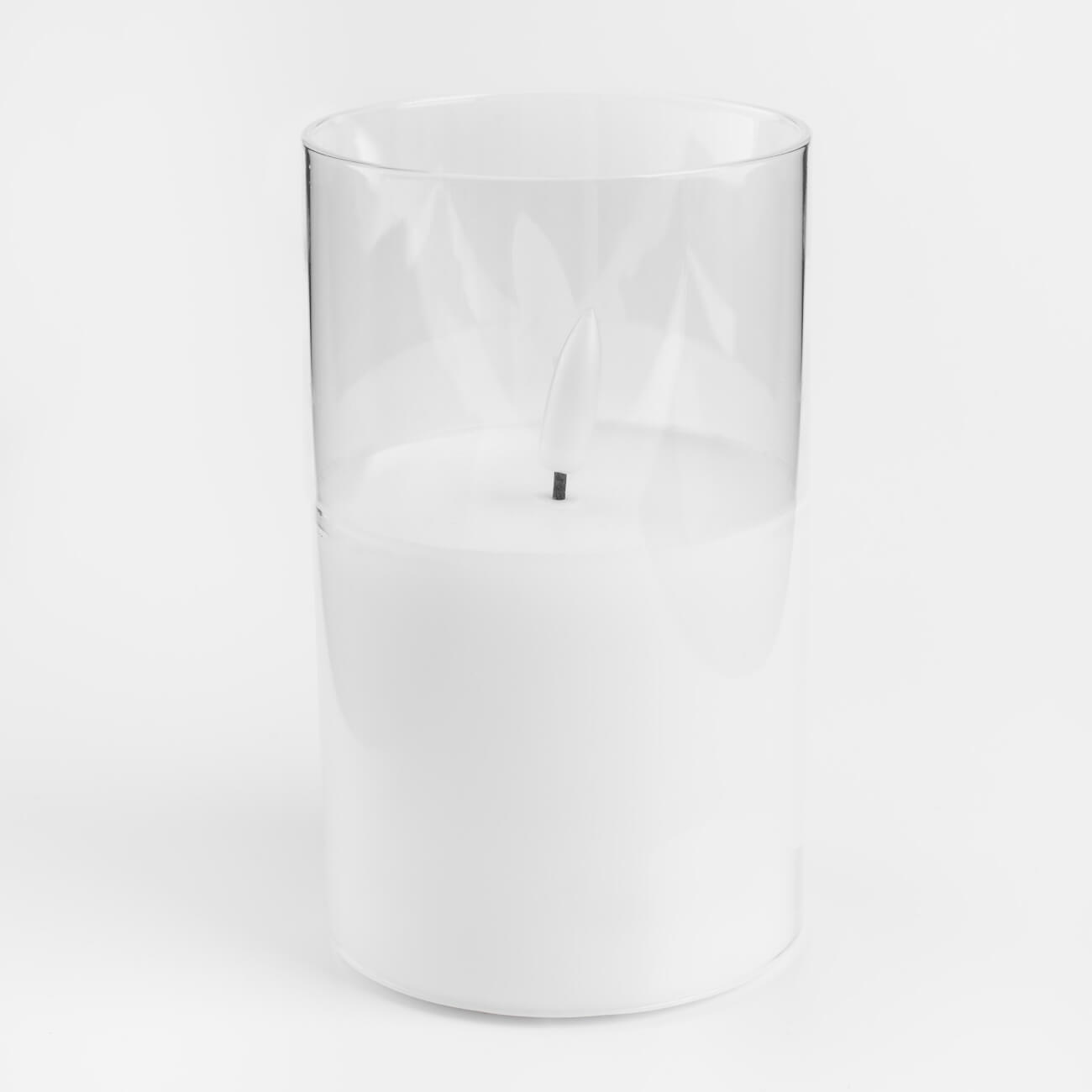 Свеча электрическая, 12 см, стекло/парафин, белая, Flameless
