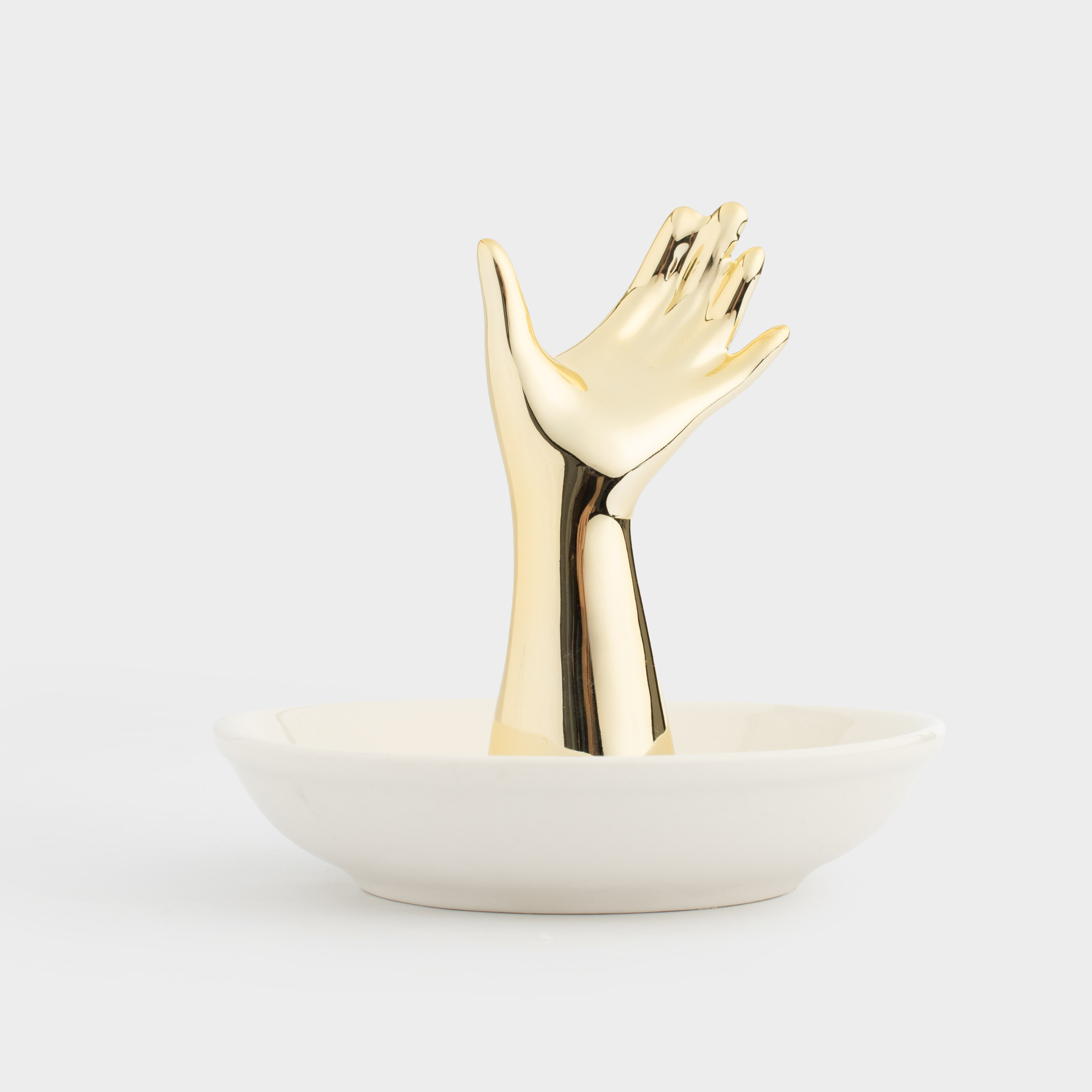 Держатель для украшений, 10 см, керамика, бело-золотистый, Рука, Hand