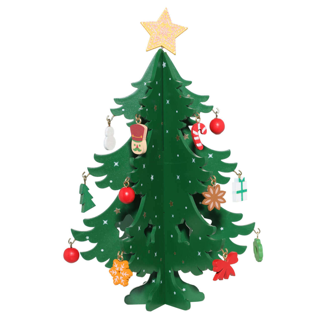

Статуэтка, 20 см, с подвесками, МДФ, зеленая, Ель пушистая, Christmas