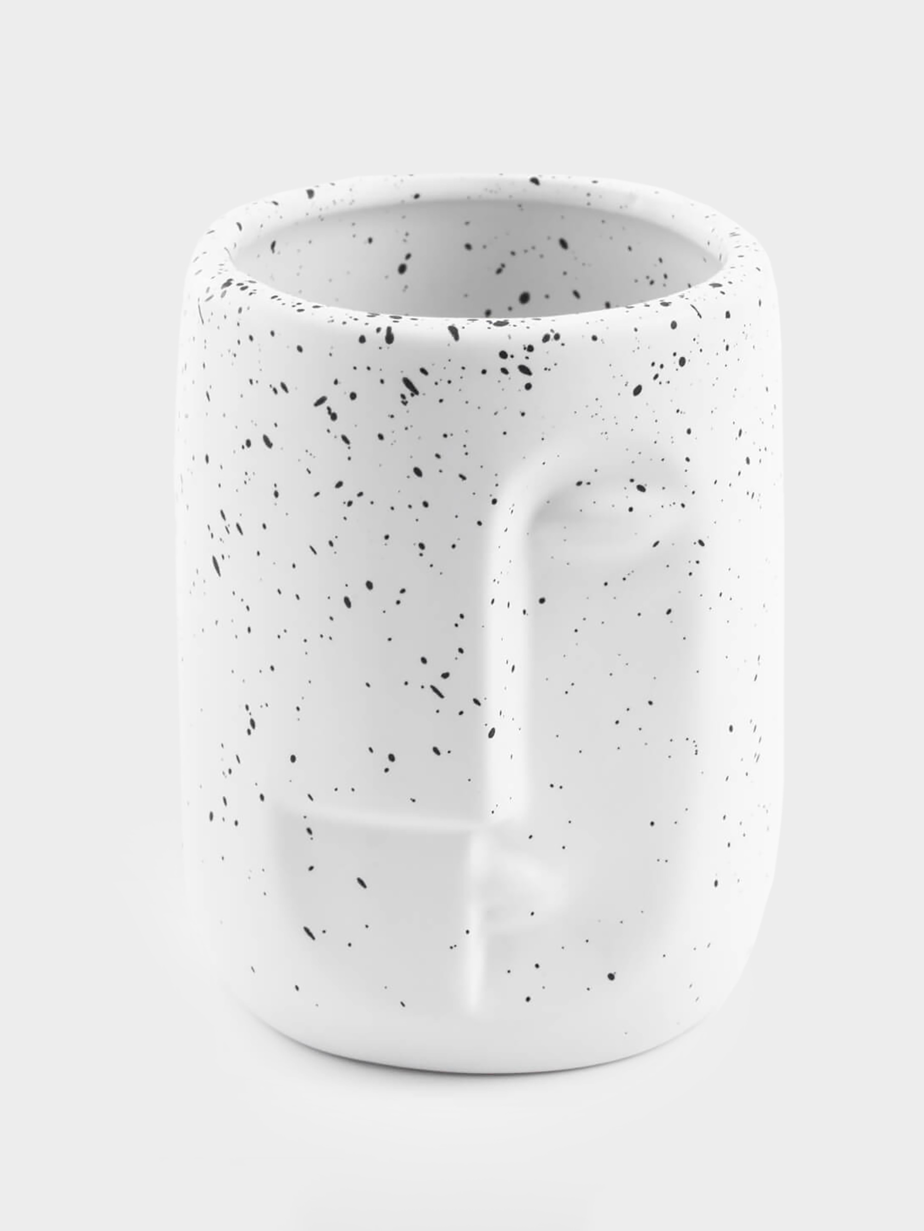 Стакан для ванной комнаты, 11 см, керамика, белый, в крапинку, Лицо, Face speckled, image-1