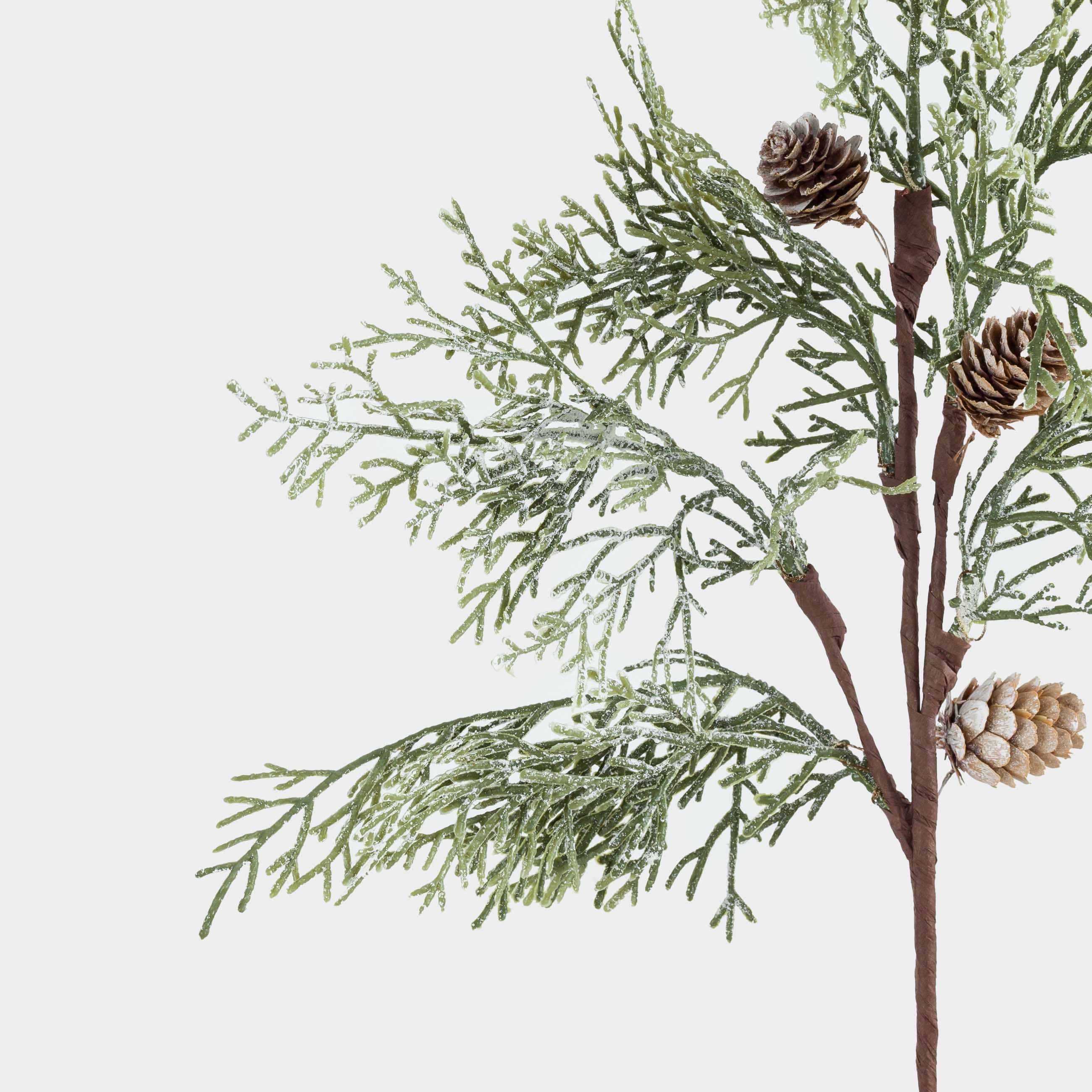 Ветка декоративная, 46 см, ПВХ/металл, Хвоя с шишками, Conifer decor, image-3