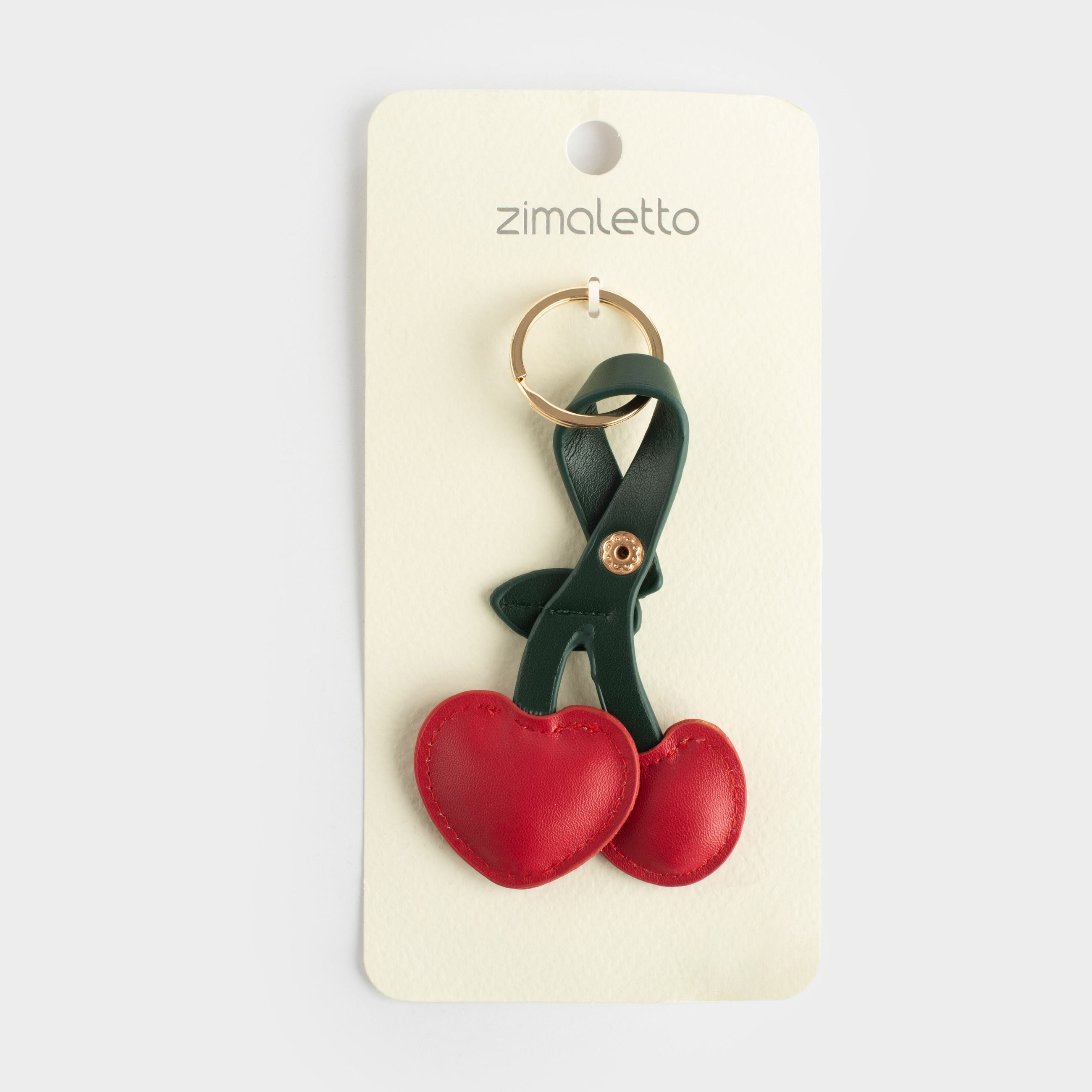 Брелок, 10 см, полиуретан/металл, зелено-красный, Вишня, Keychain fruits, image-2