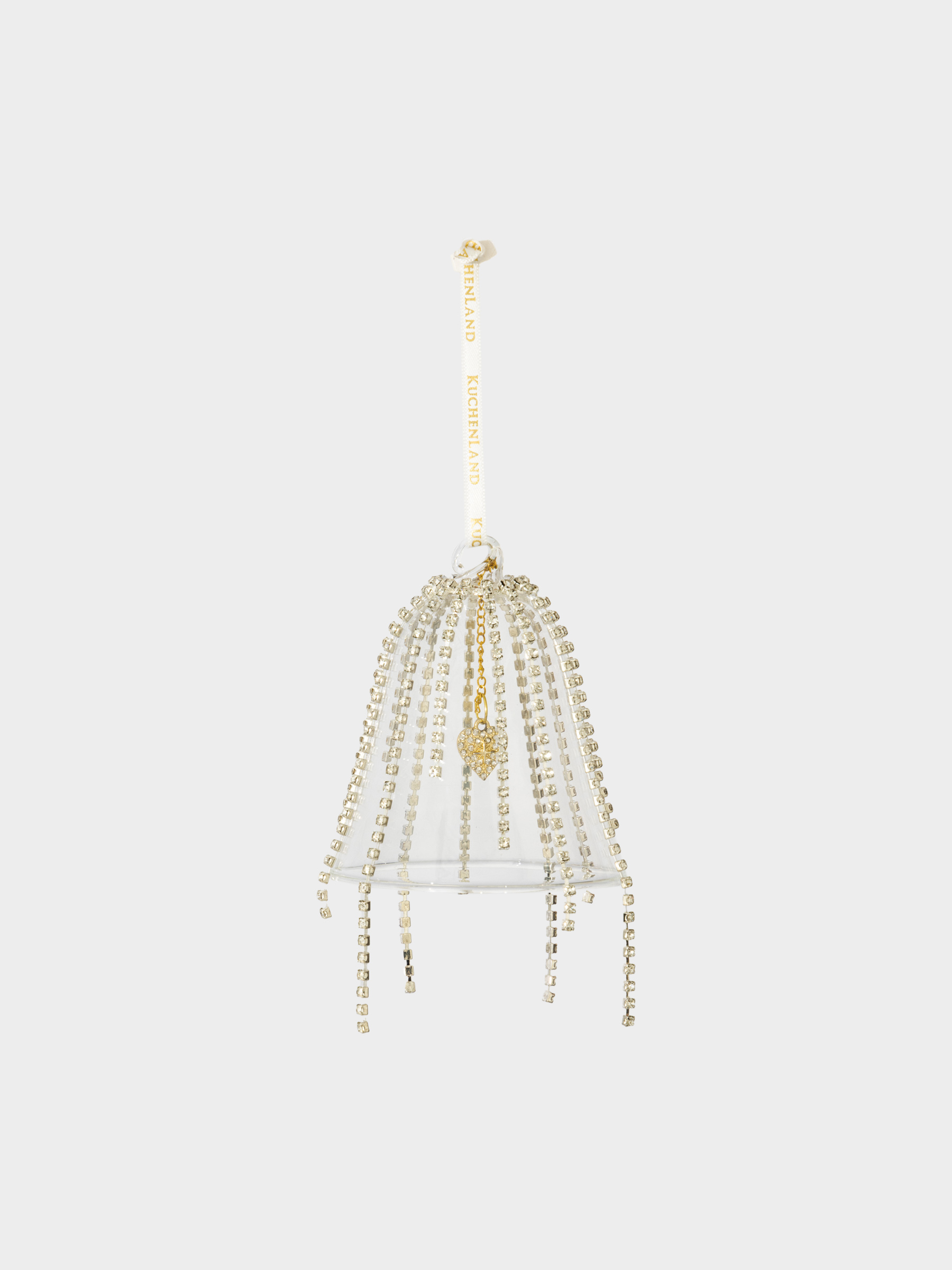 Игрушка елочная, 9 см, стекло, со стразами, Колокольчик с кристаллами, Ball crystal, image-2