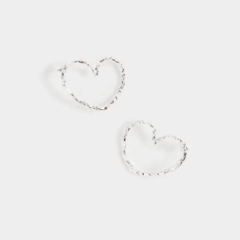 Серьги-пусеты, 4 см, 2 шт, металл, серебристые, Сердца, Jewelry heart, image-0