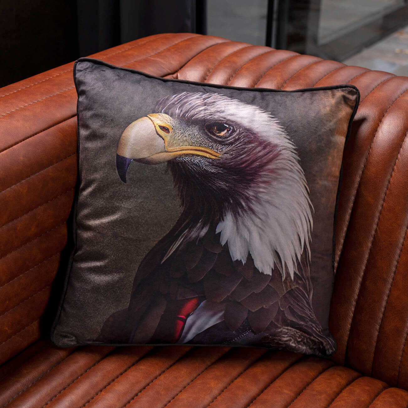 

Подушка декоративная, 40х40, вельвет, черная, Орел, Eagle