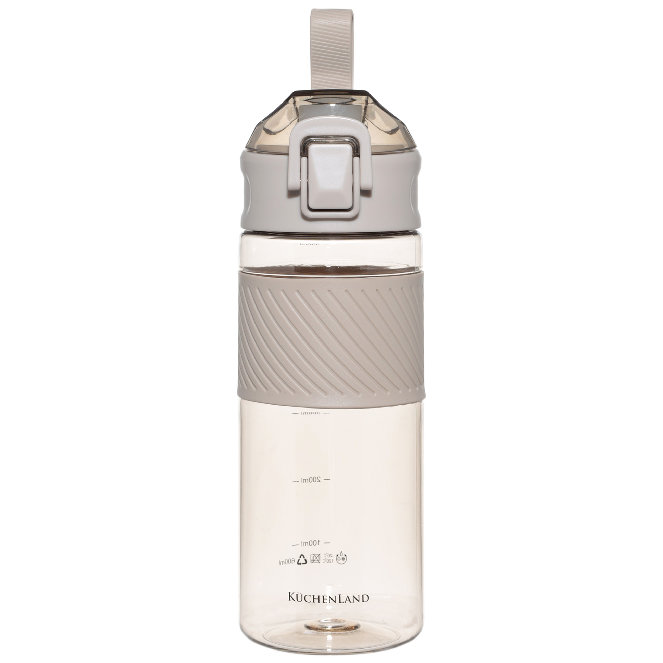 Бутылка для воды, 600 мл, пластик/силикон, бежевая, Sport изображение № 2