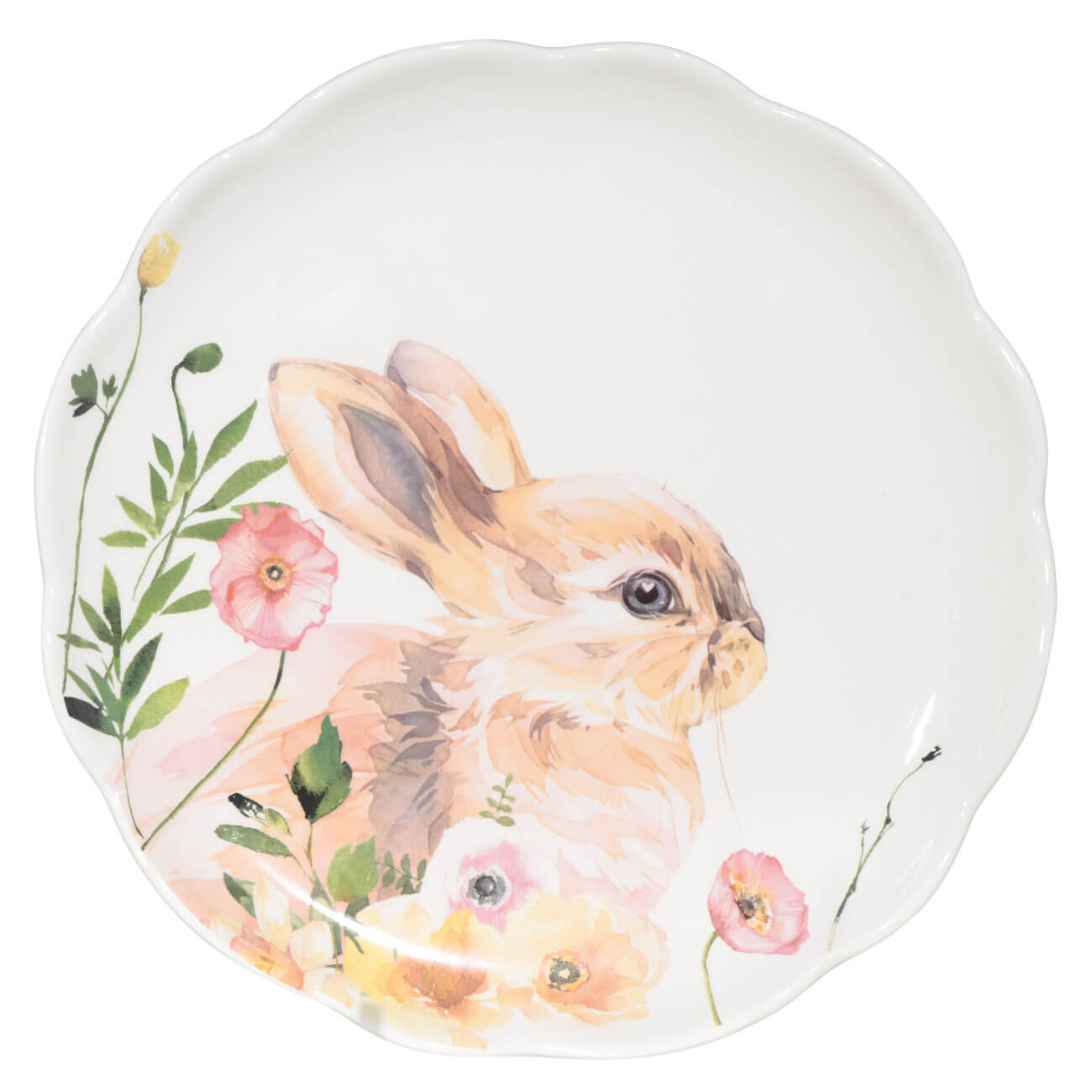 

Тарелка закусочная, 24 см, керамика, белая, Кролик и цветы, Easter