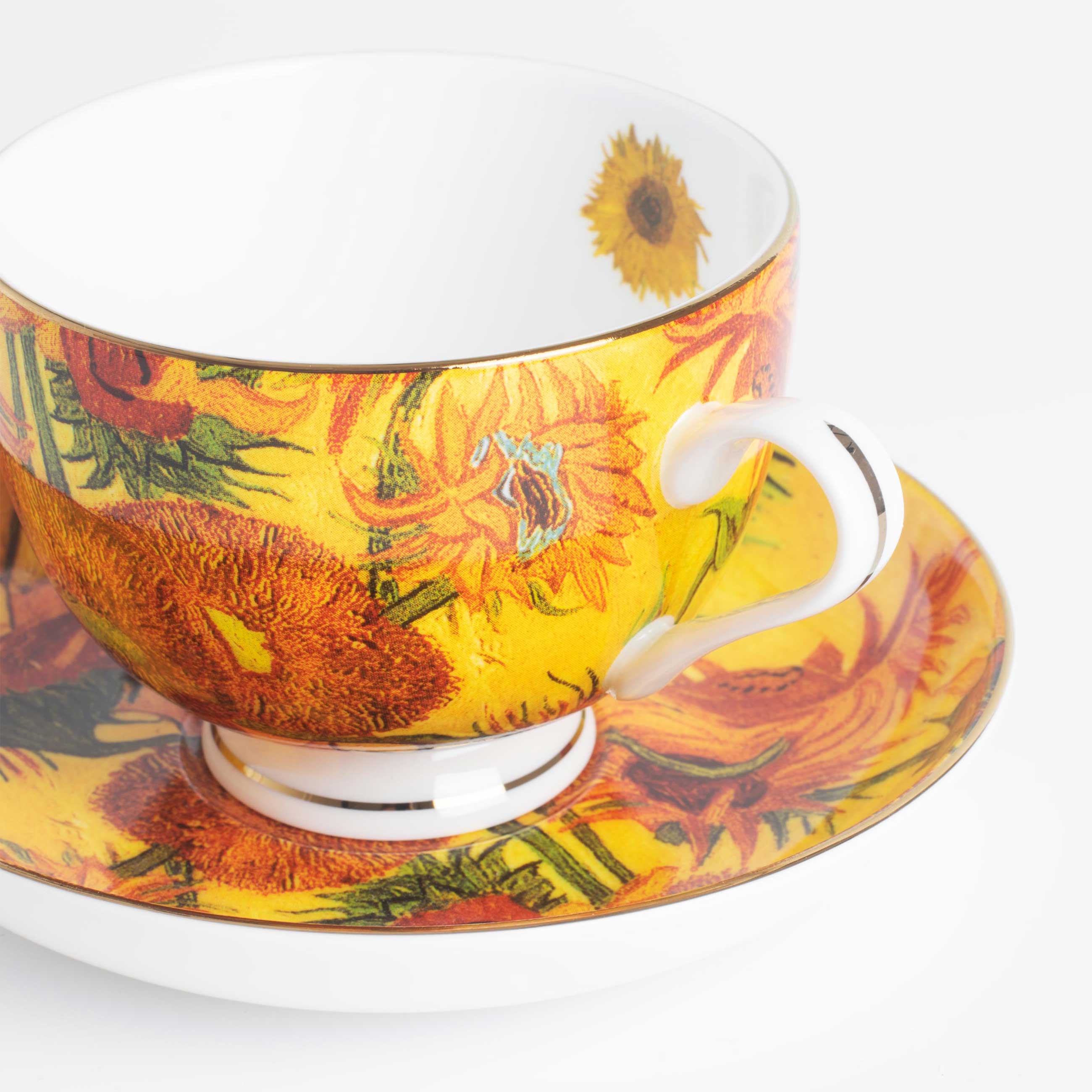 Пара чайная, 1 перс, 2 пр, 210 мл, фарфор F, Подсолнухи, Ван Гог, Art sunflowers изображение № 3