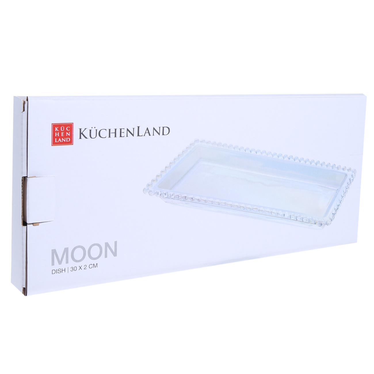 Блюдо, 30х12 см, стекло, прямоугольное, перламутр, Moon