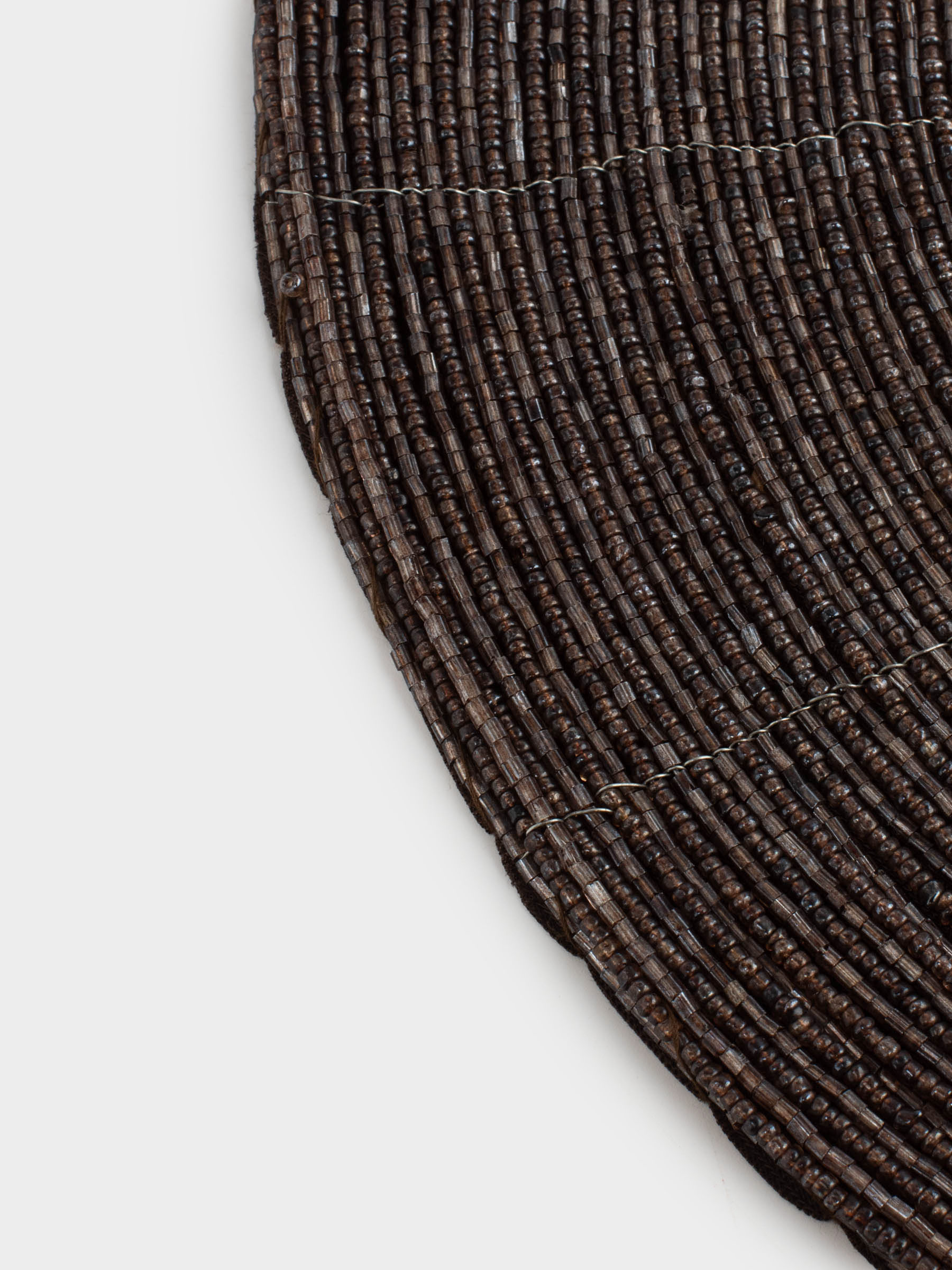 Салфетка под приборы, 36 см, бисер, круглая, коричневая, Shiny beads, image-3