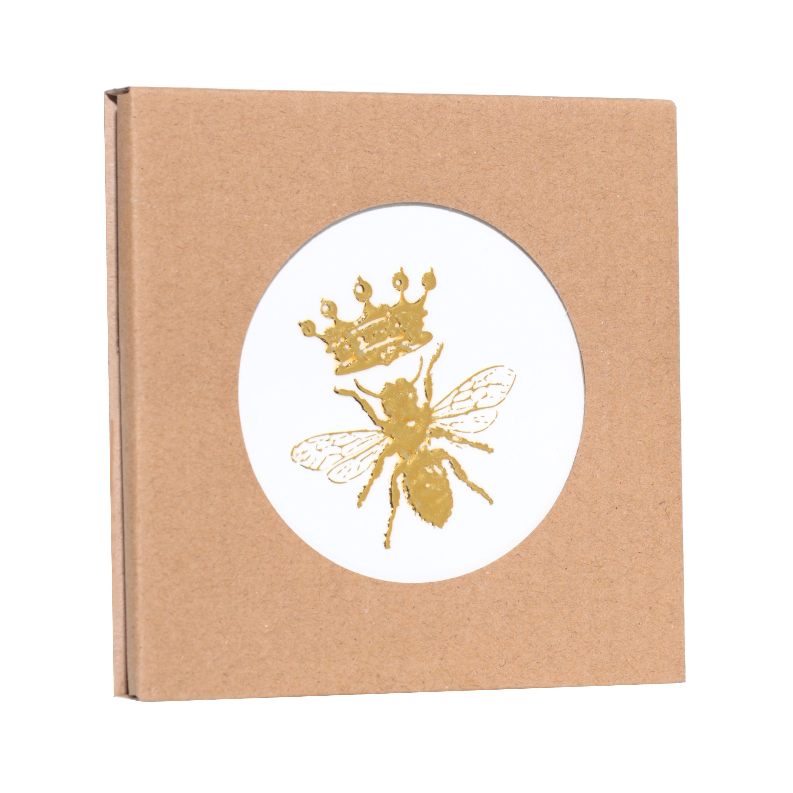 Подставка под кружку, 11 см, керамика/пробка, шестиугольная, белая, Королевская пчела, Honey изображение № 3